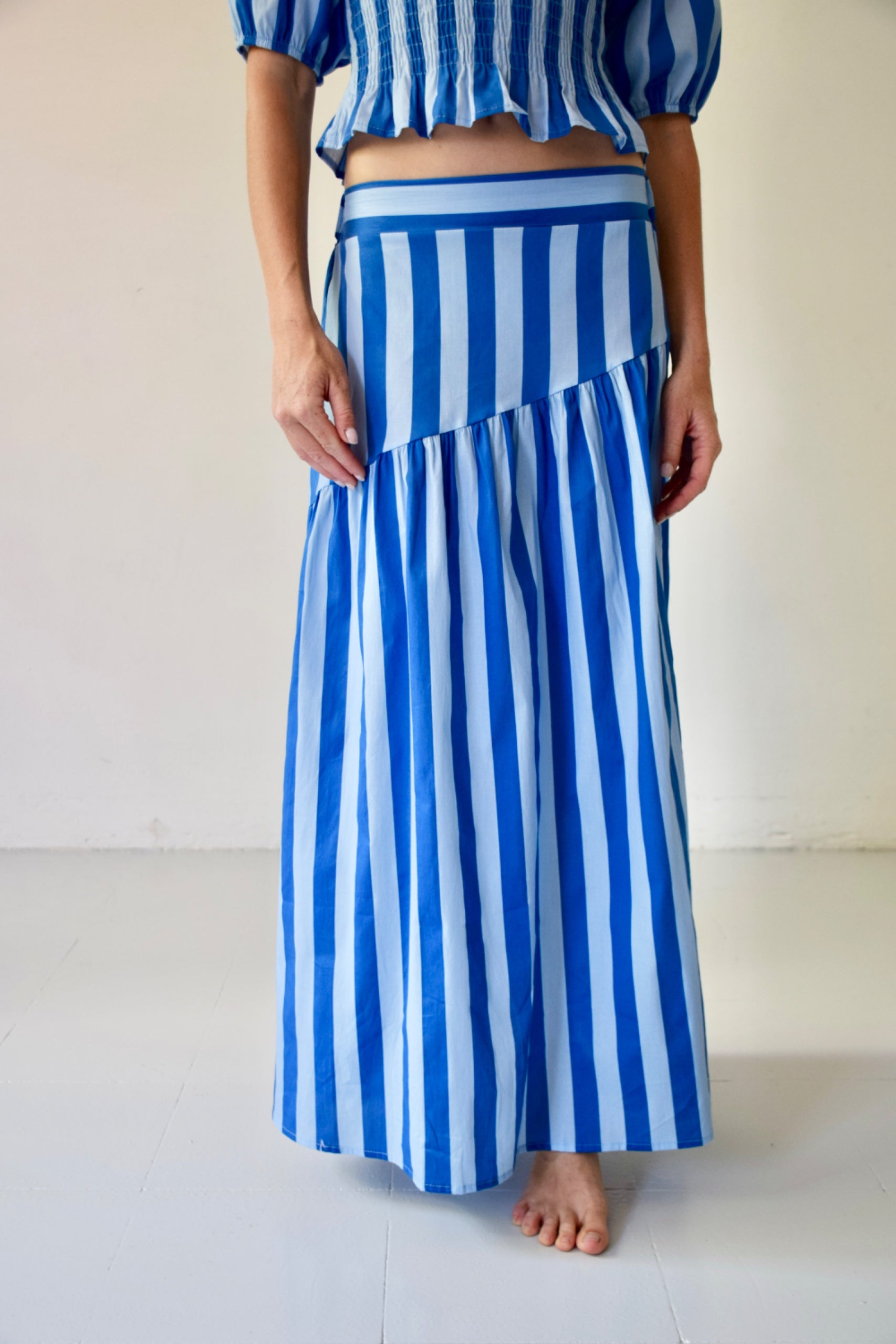 Beth Blue Striped Skirt