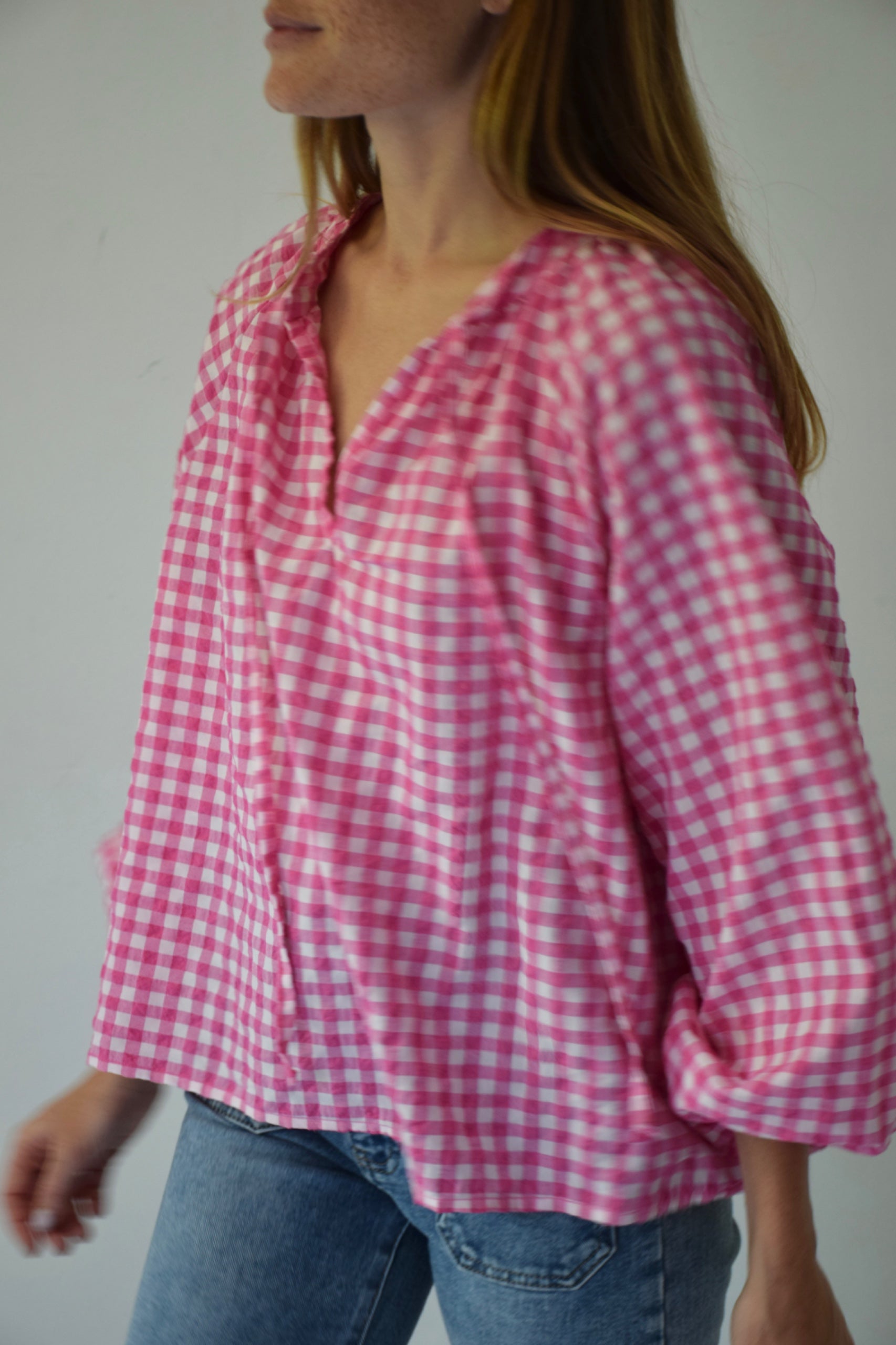 Matilde Vichy Fuchsia Blouse