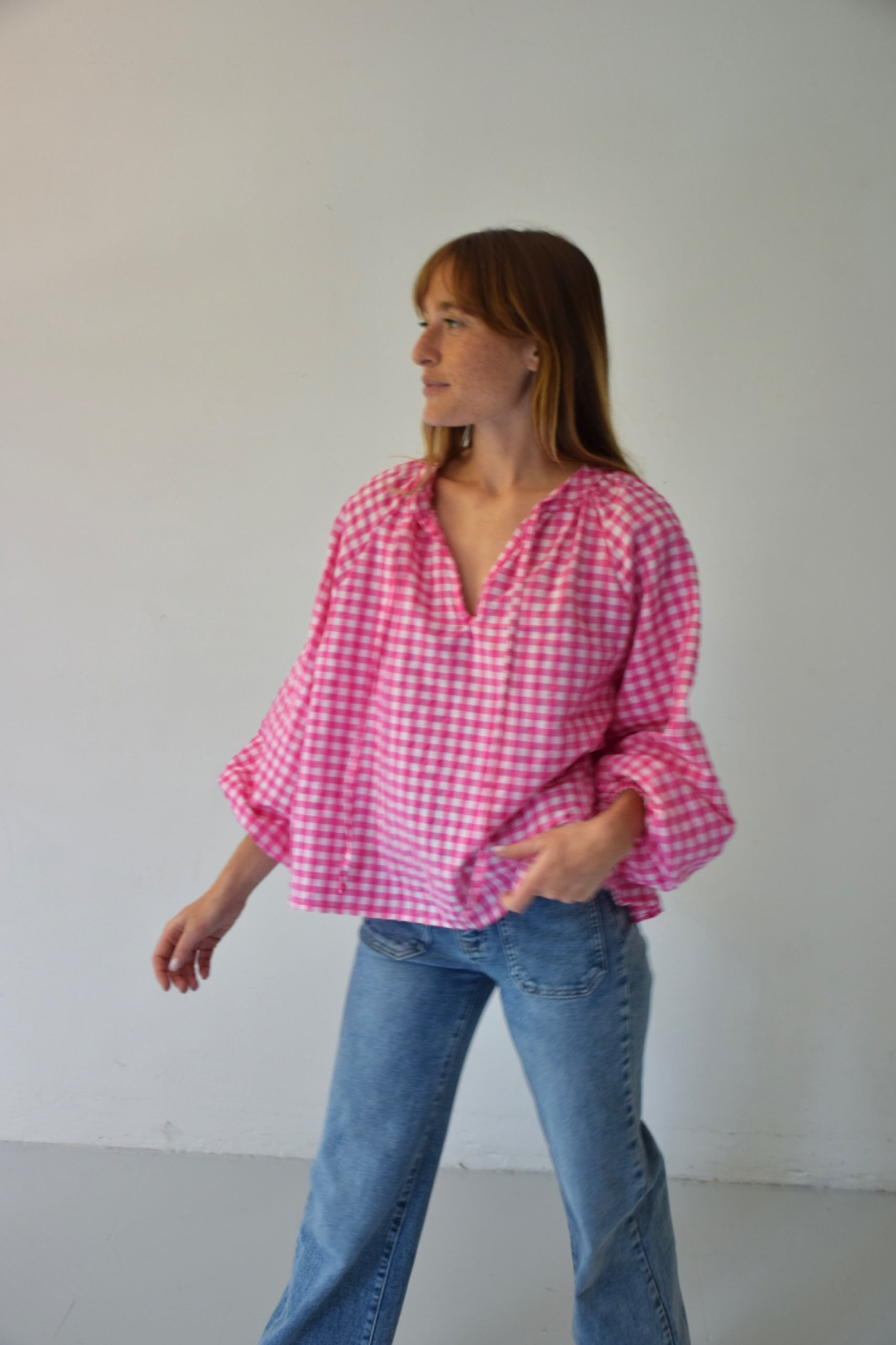Matilde Vichy Fuchsia Blouse