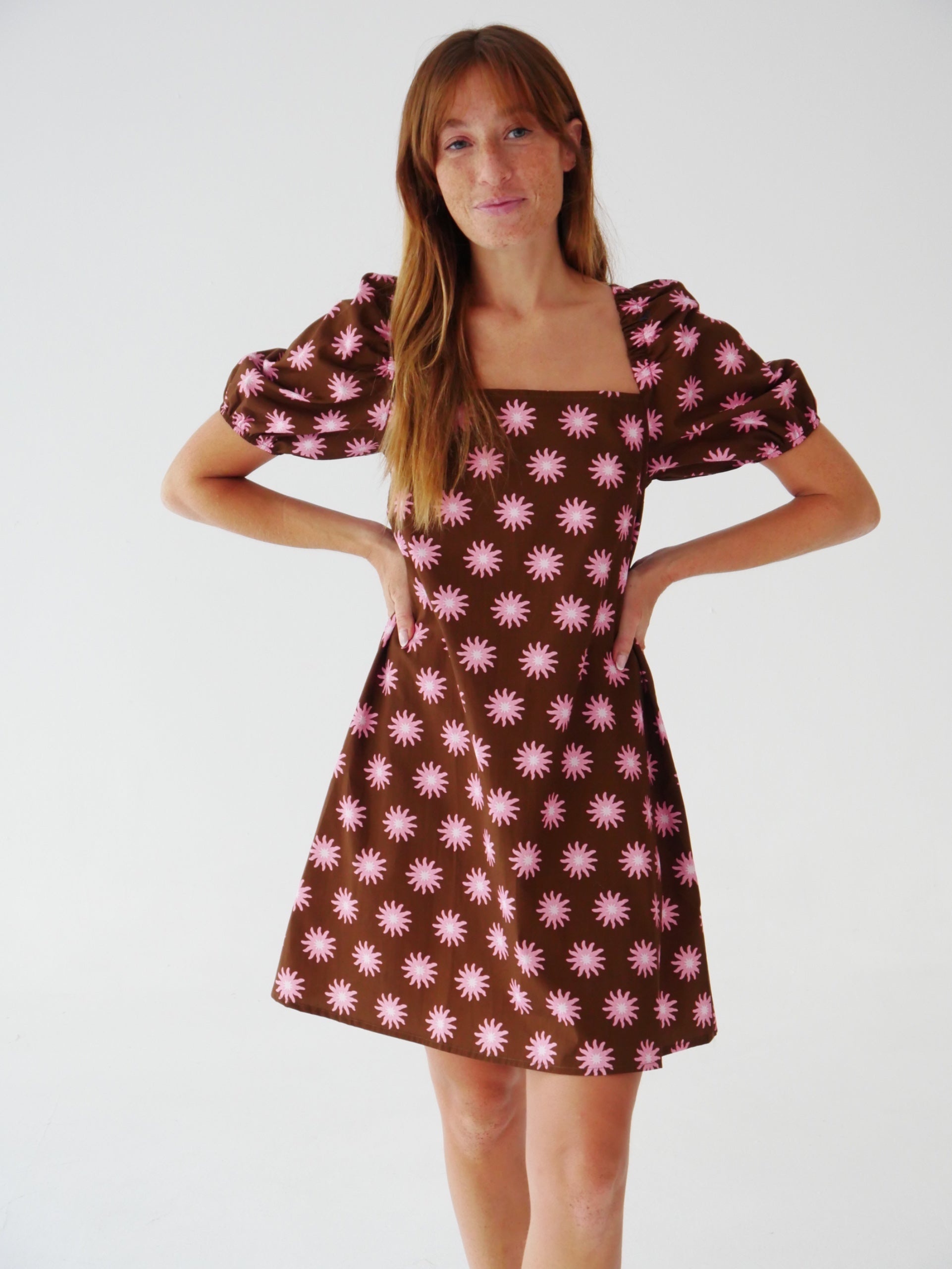 Vestido Bruna Sol Marrón y Rosa