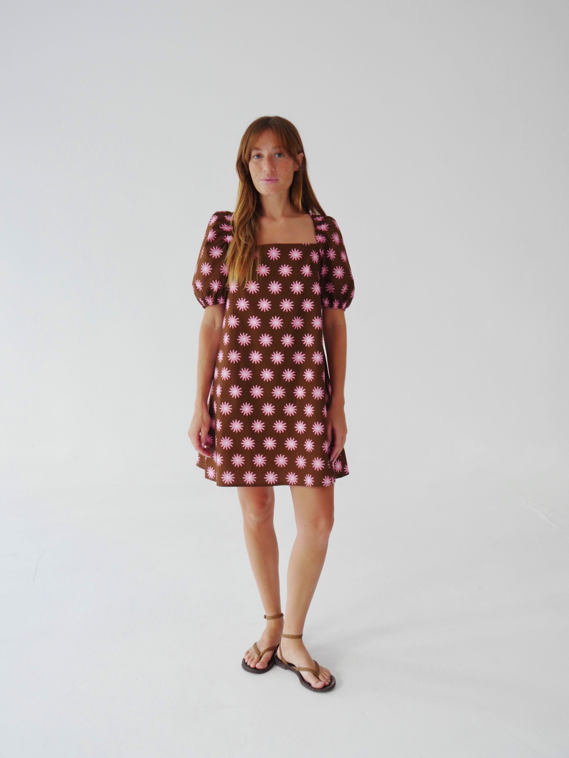 Vestido Bruna Sol Marrón y Rosa