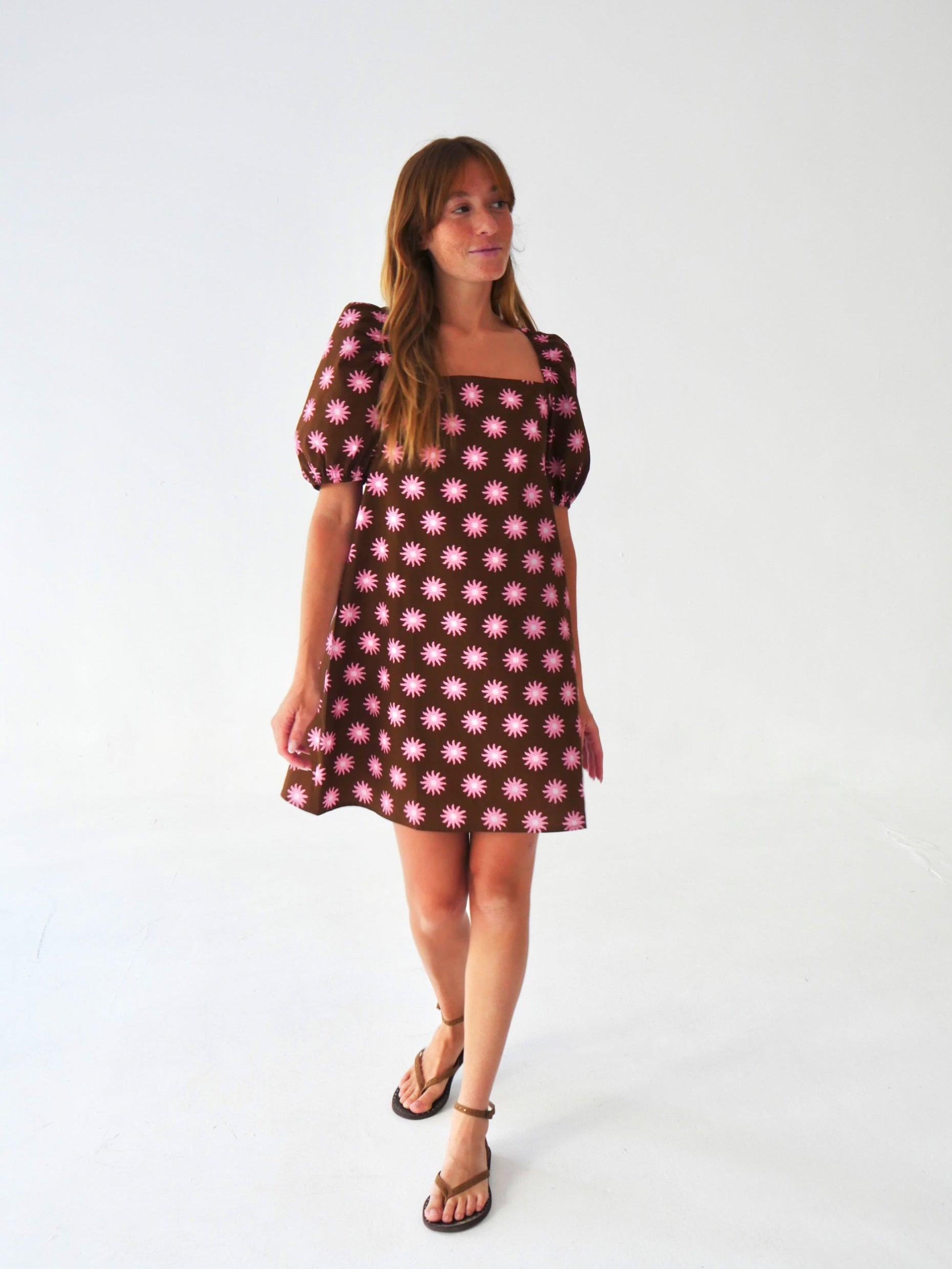 Vestido Bruna Sol Marrón y Rosa