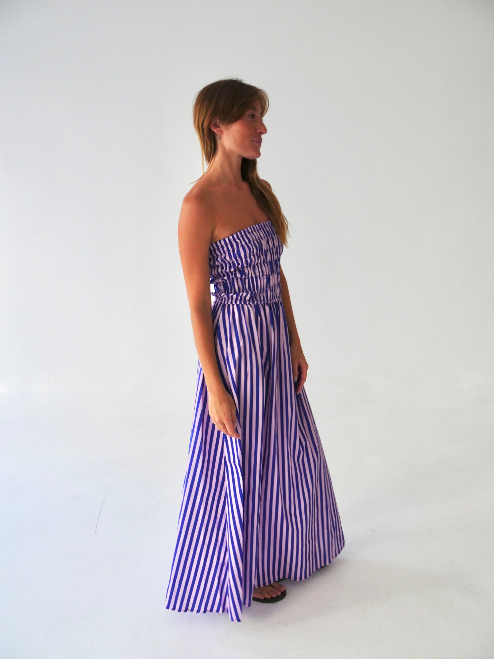 Vestido Emily Rayas Azul y Rosa