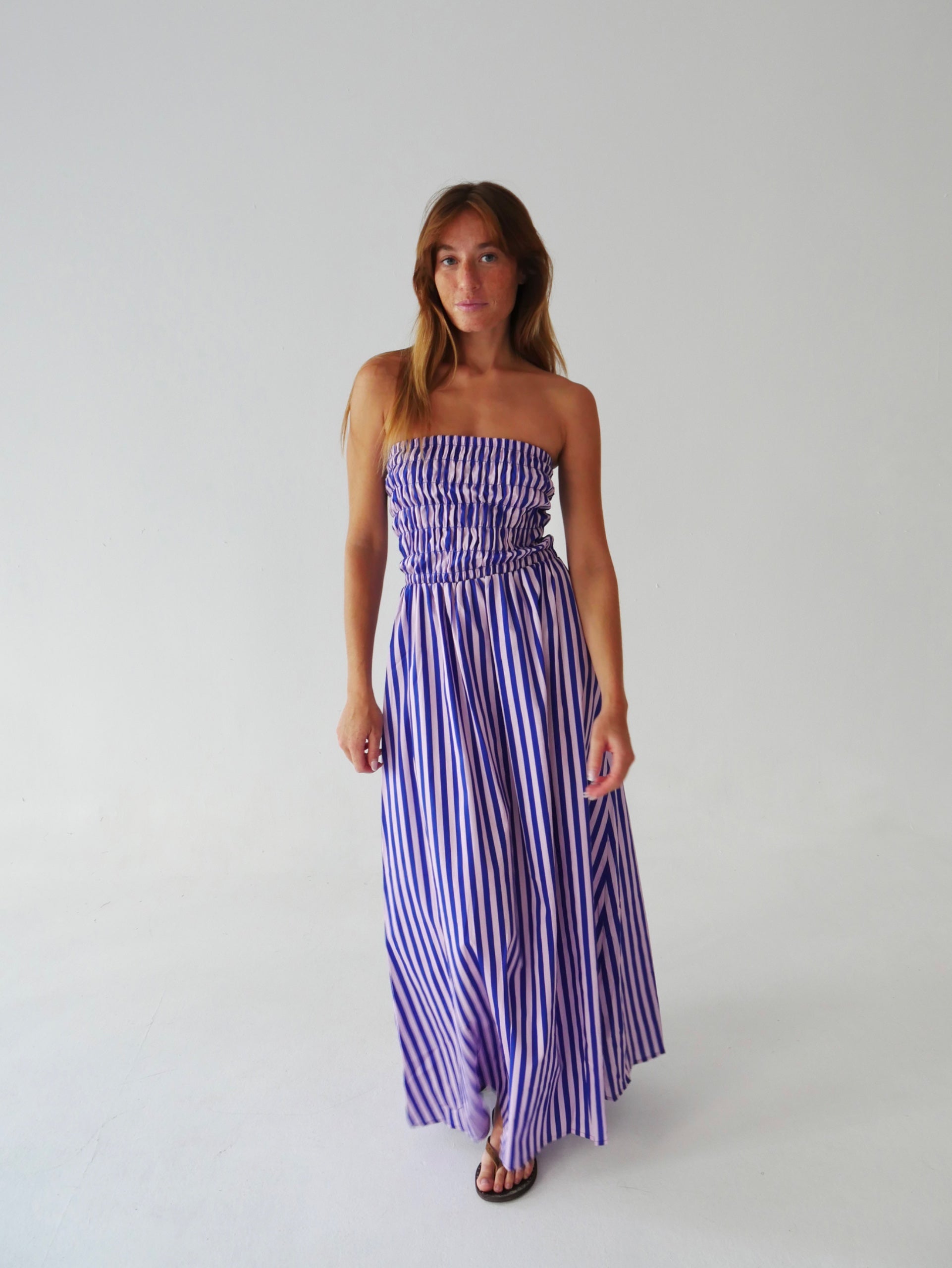 Vestido Emily Rayas Azul y Rosa