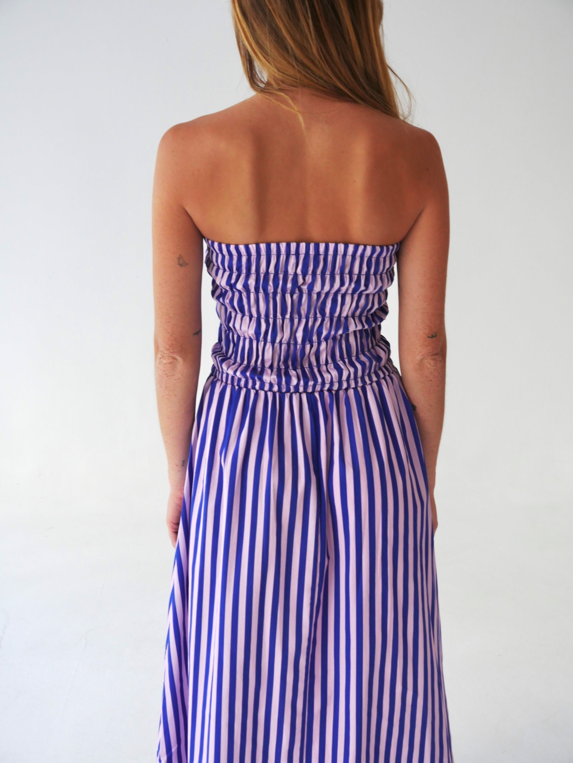 Vestido Emily Rayas Azul y Rosa