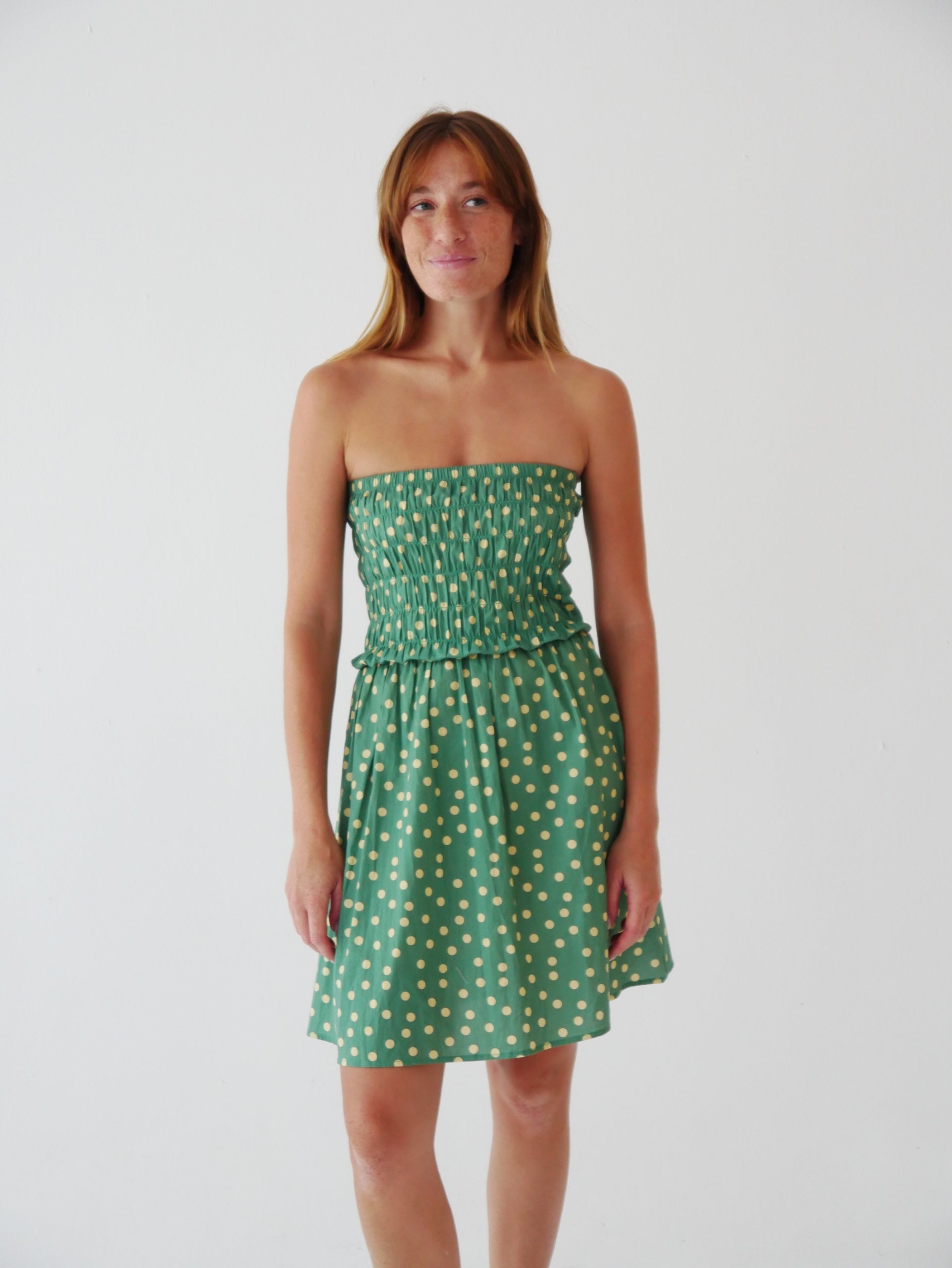Vestido Emily Topos Verde Corto