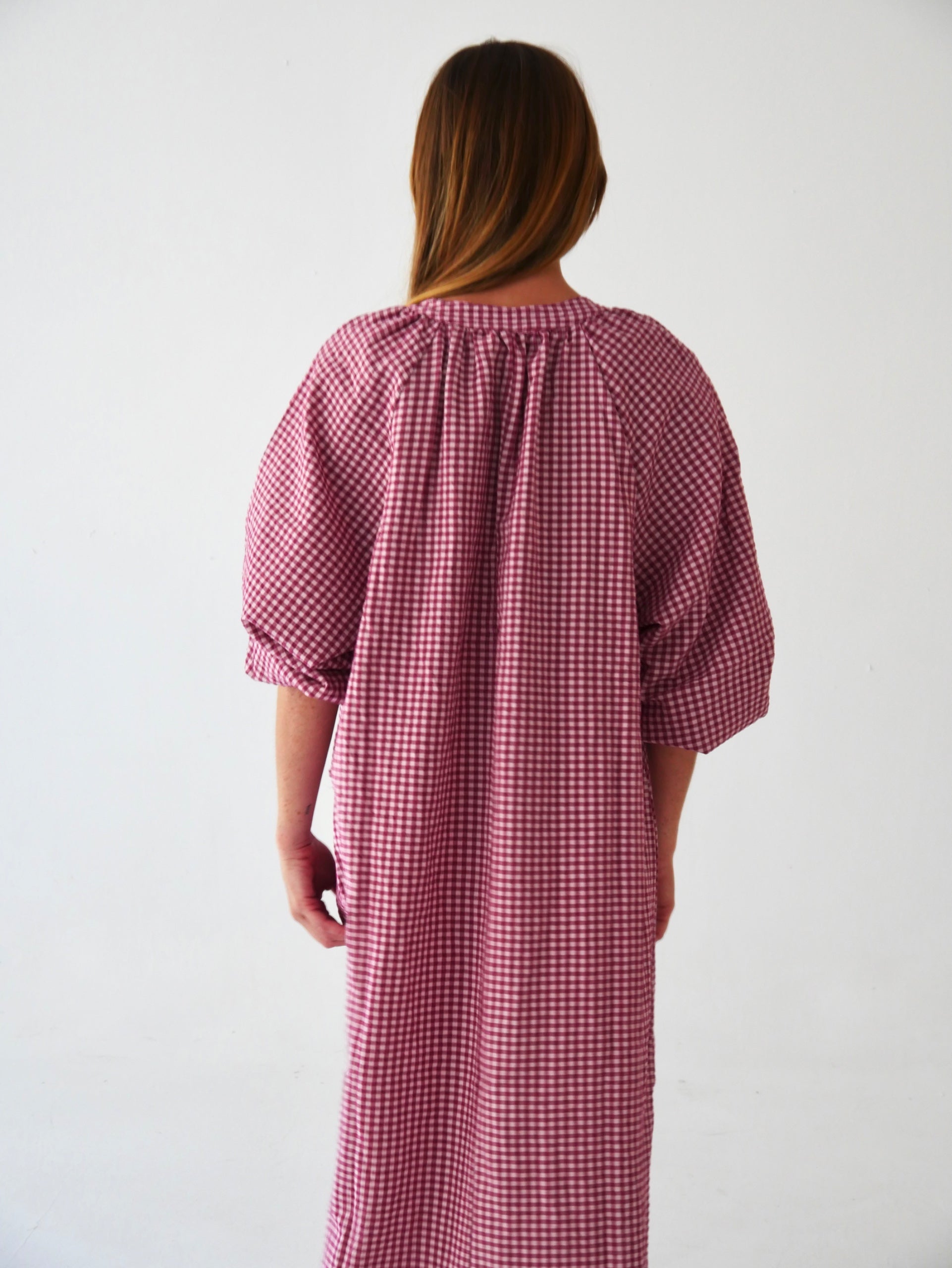 Vestido Matilde Vichy Burgundy
