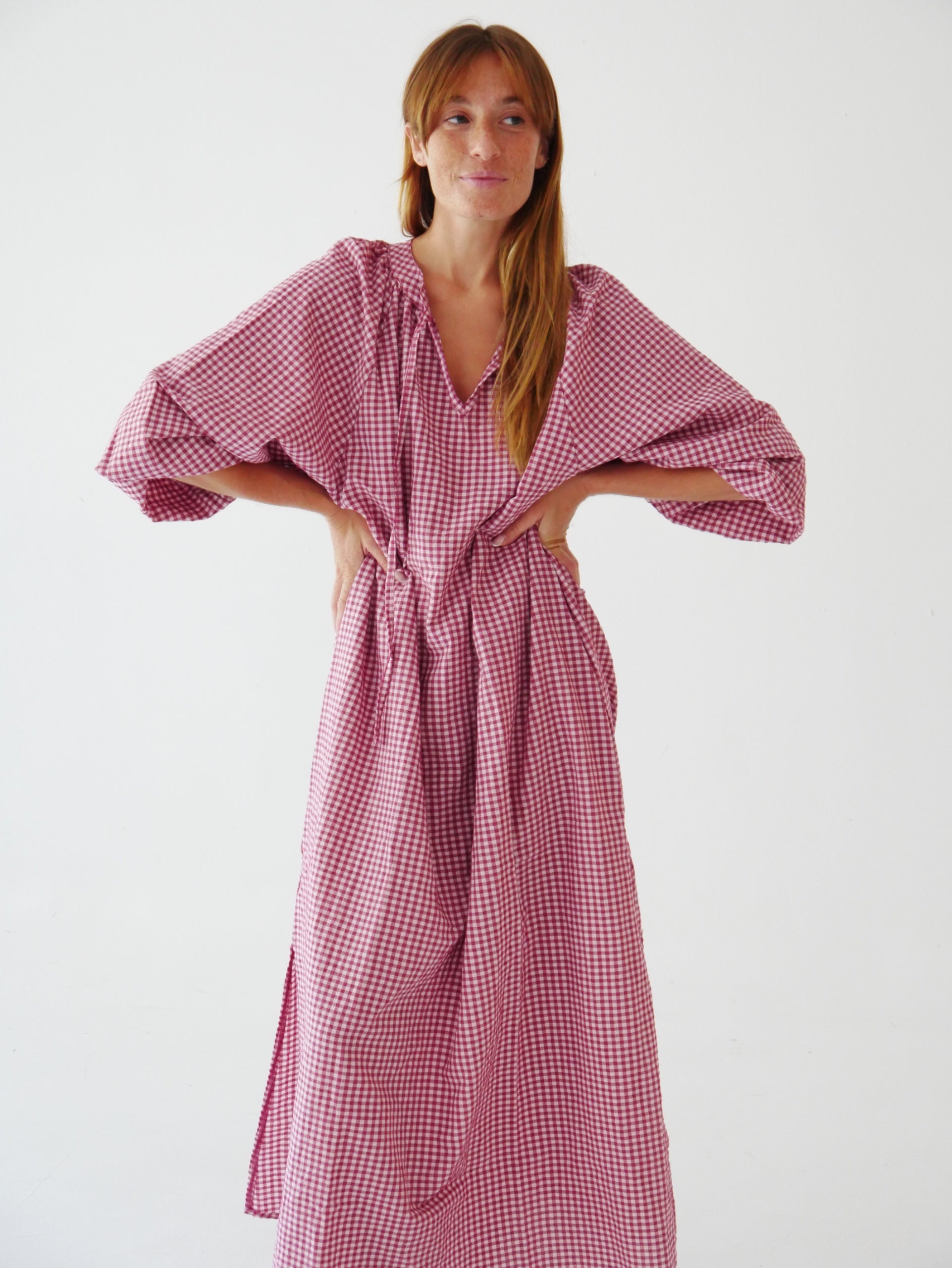 Vestido Matilde Vichy Burgundy