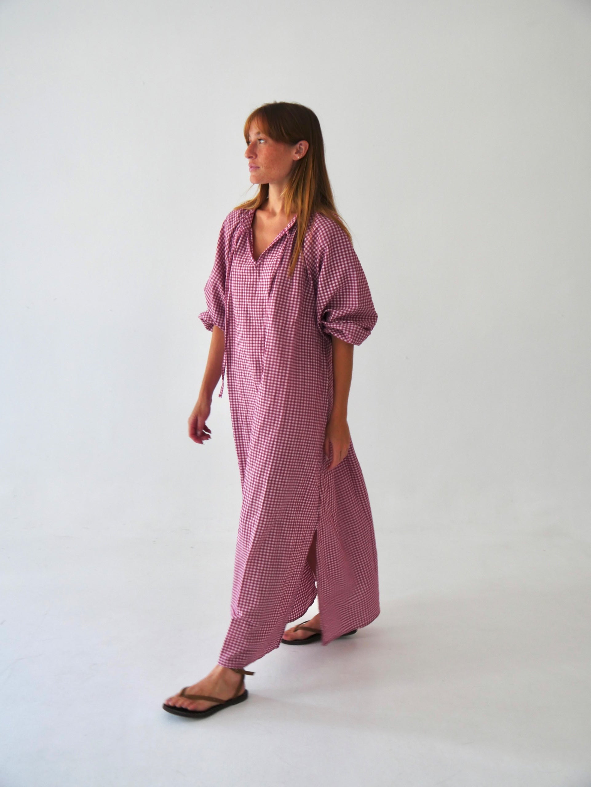 Vestido Matilde Vichy Burgundy