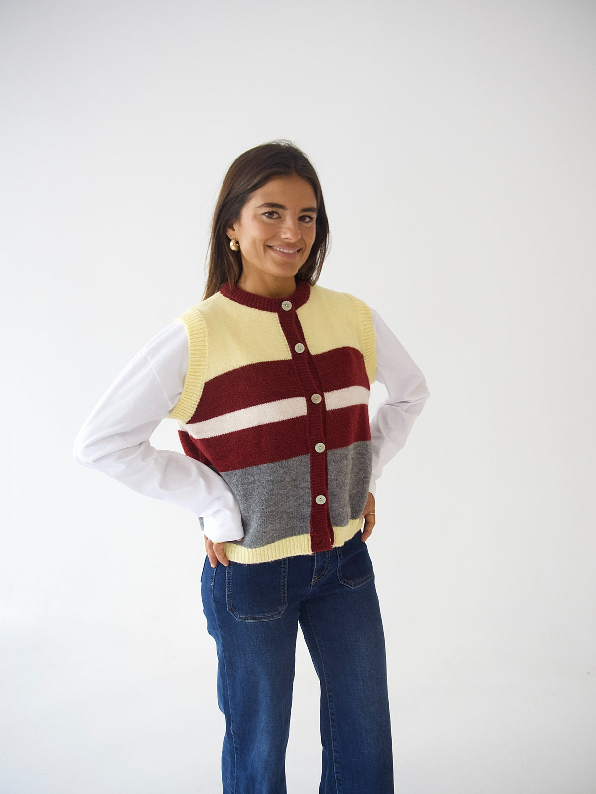 Emilia Yellow and Burgundy Vest