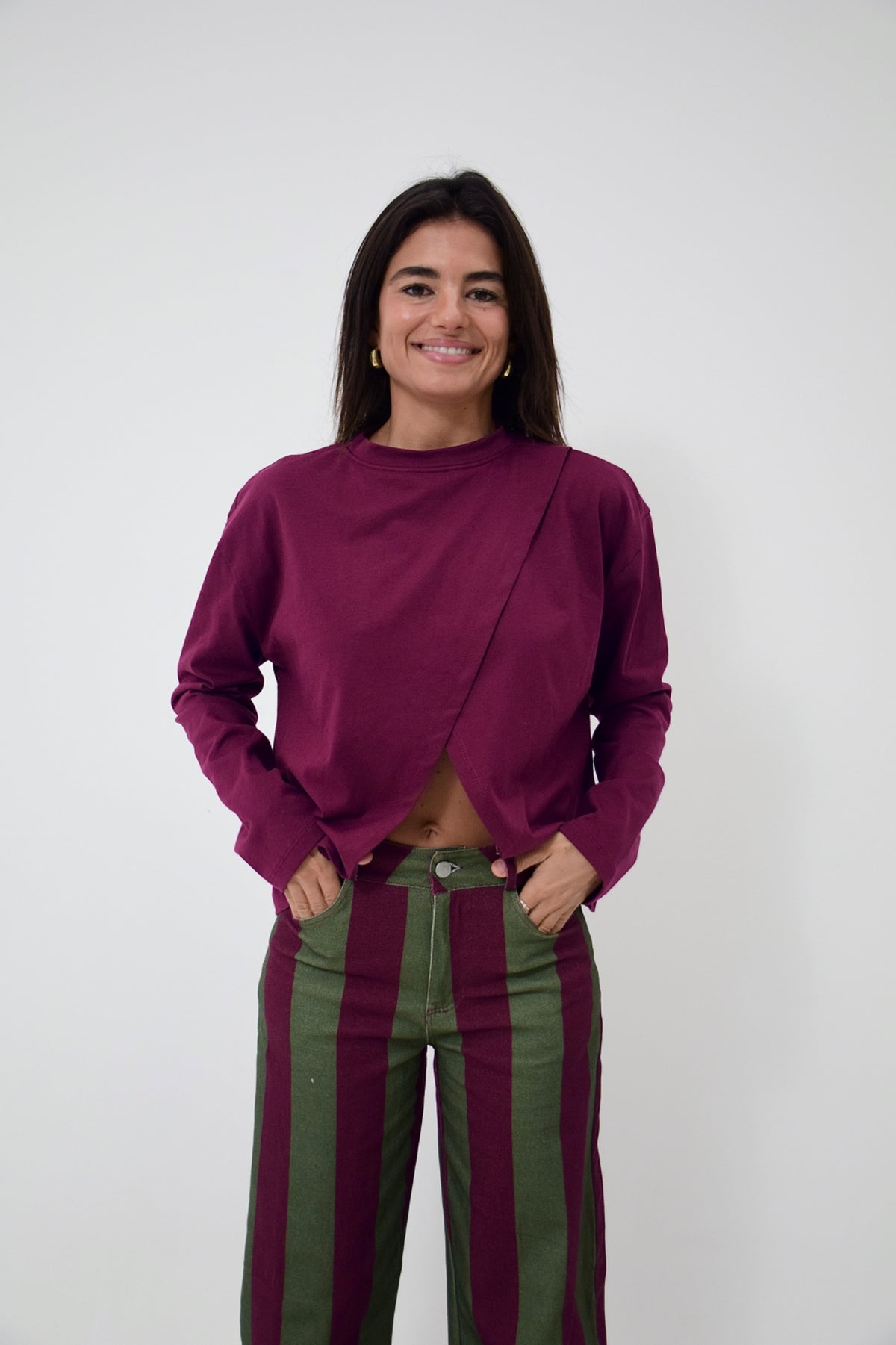 Camiseta Ágata Manga Larga Burgundy