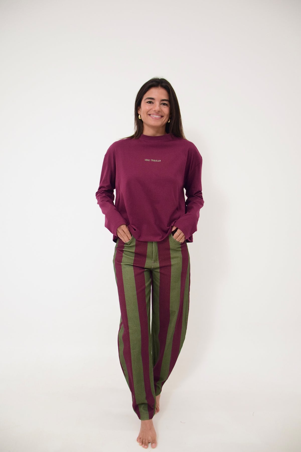 Camiseta Ágata Manga Larga Burgundy