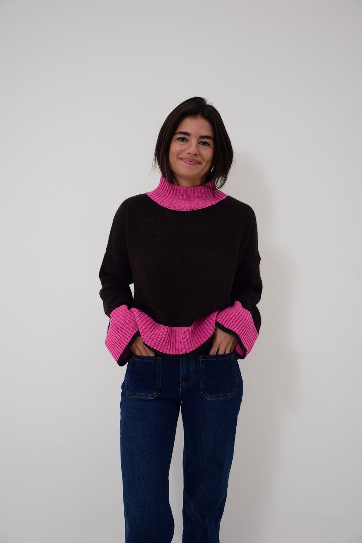 Jersey Bruna Marrón y Rosa