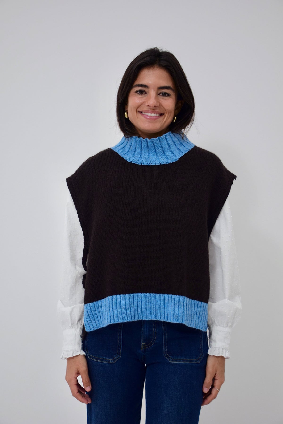 Chaleco Bruna Marrón y Azul