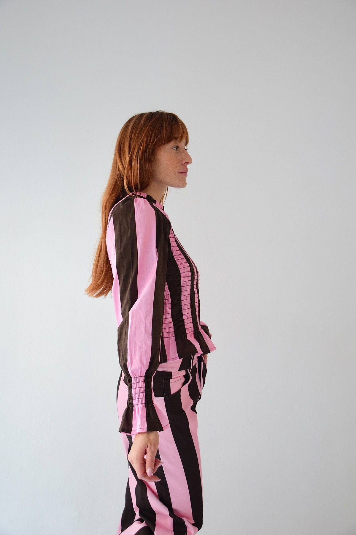 Blusa Chía Rayas Marrón y Rosa