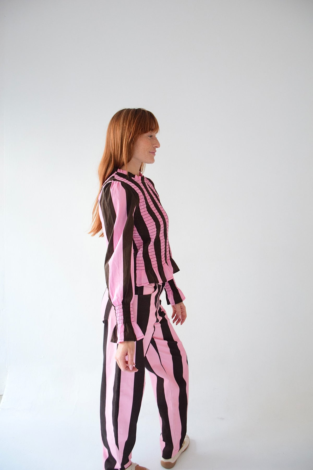 Blusa Chía Rayas Marrón y Rosa