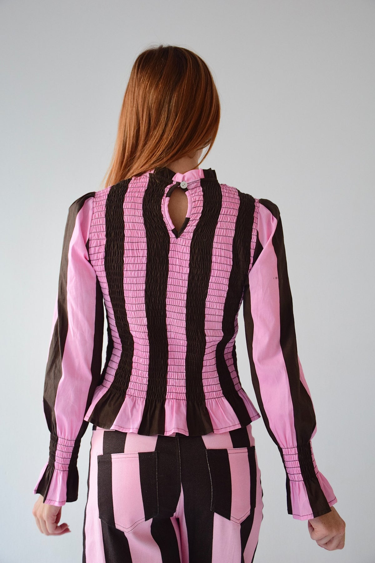 Blusa Chía Rayas Marrón y Rosa