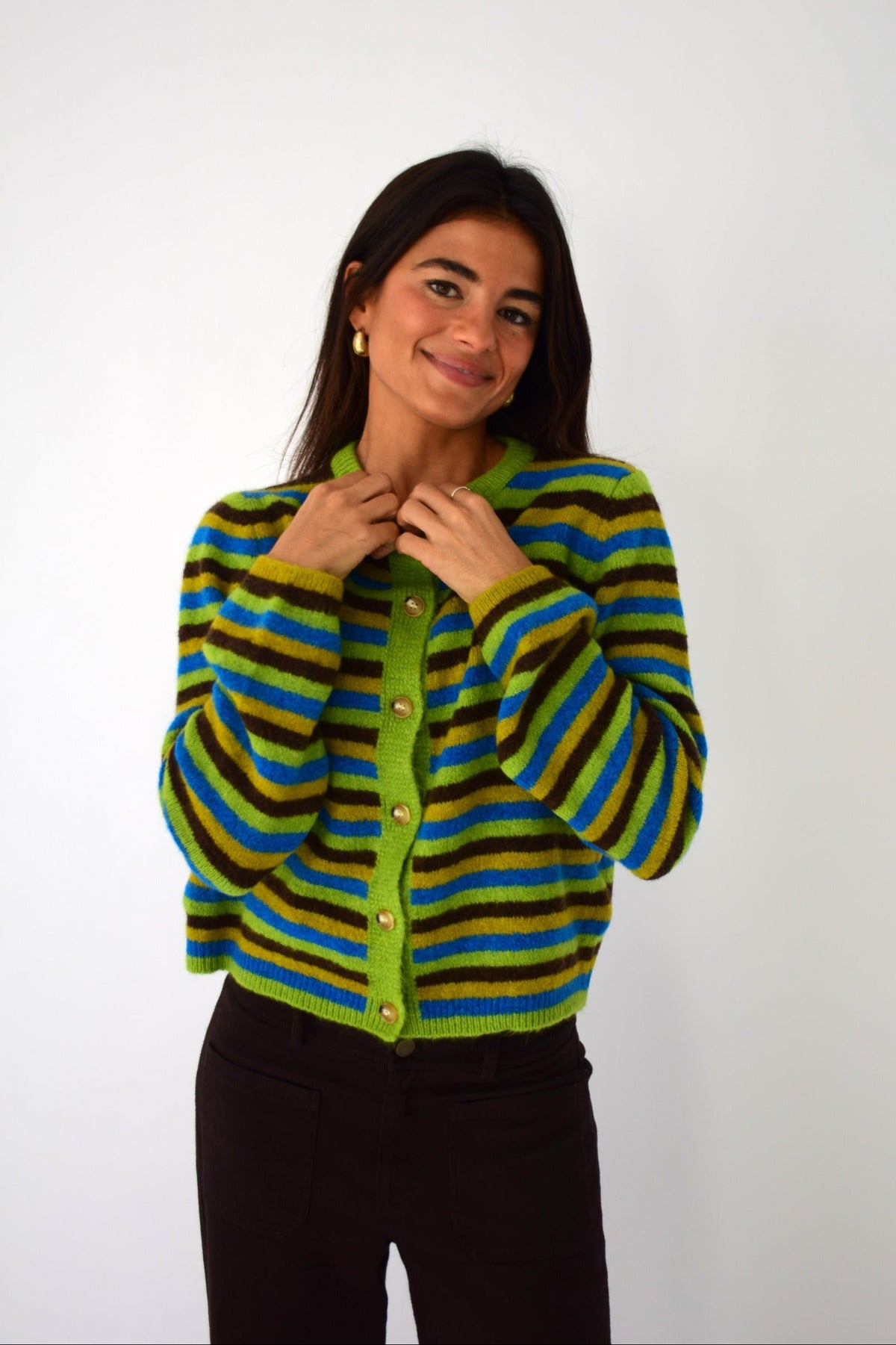 Cárdigan Ángela Verde y Marrón