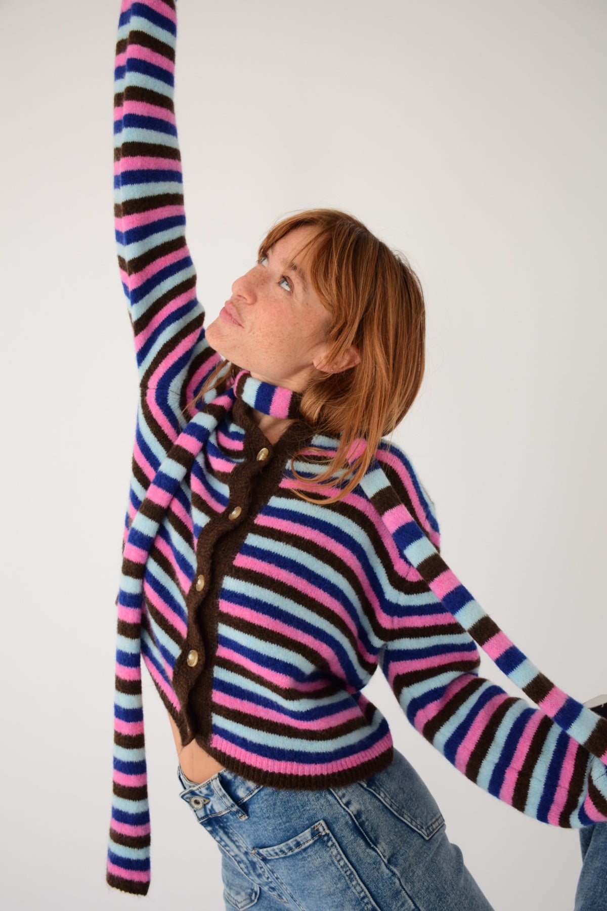 Cárdigan Ángela Azul y Marrón