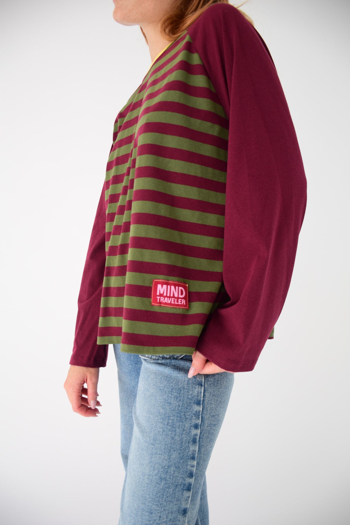 Carla T-Shirt in Khaki and Burgundy