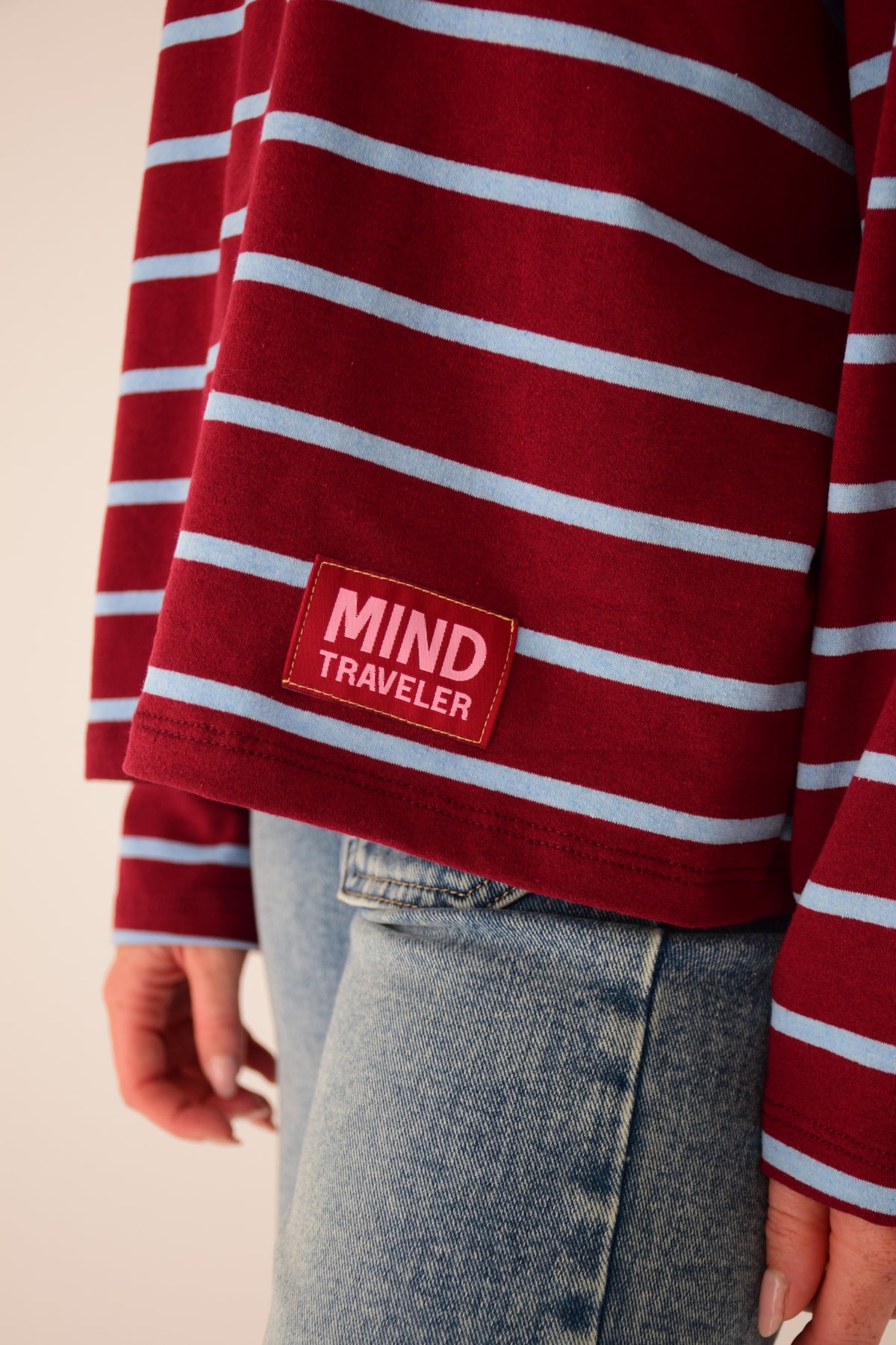 Míriam Burgundy and Light Blue T-Shirt