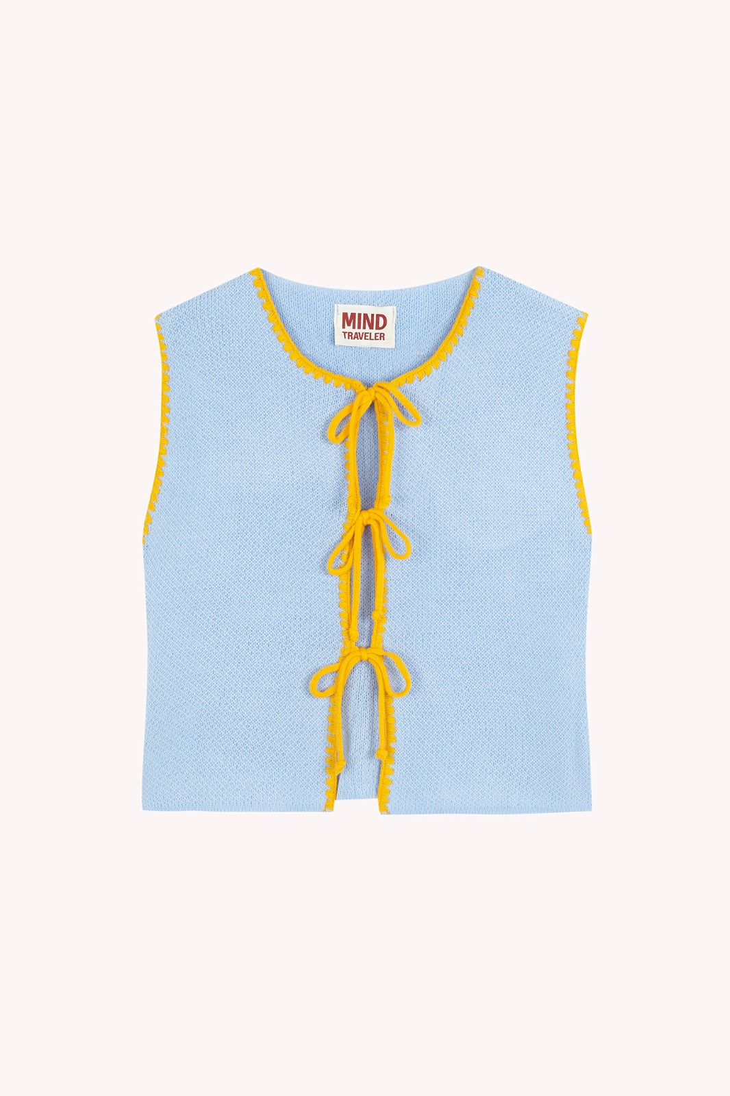 Chaleco Punto Celeste y Amarillo