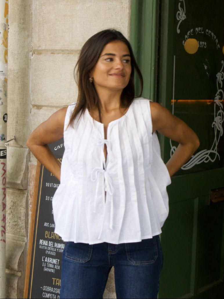 Gigi White Linen Top