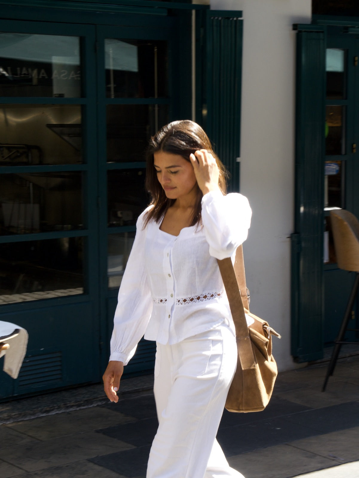 Roma White Linen Blouse