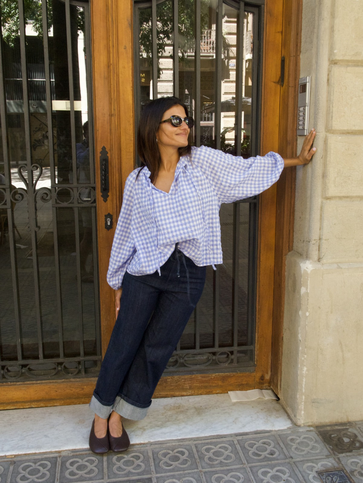 Matilde Vichy Light Blue Blouse