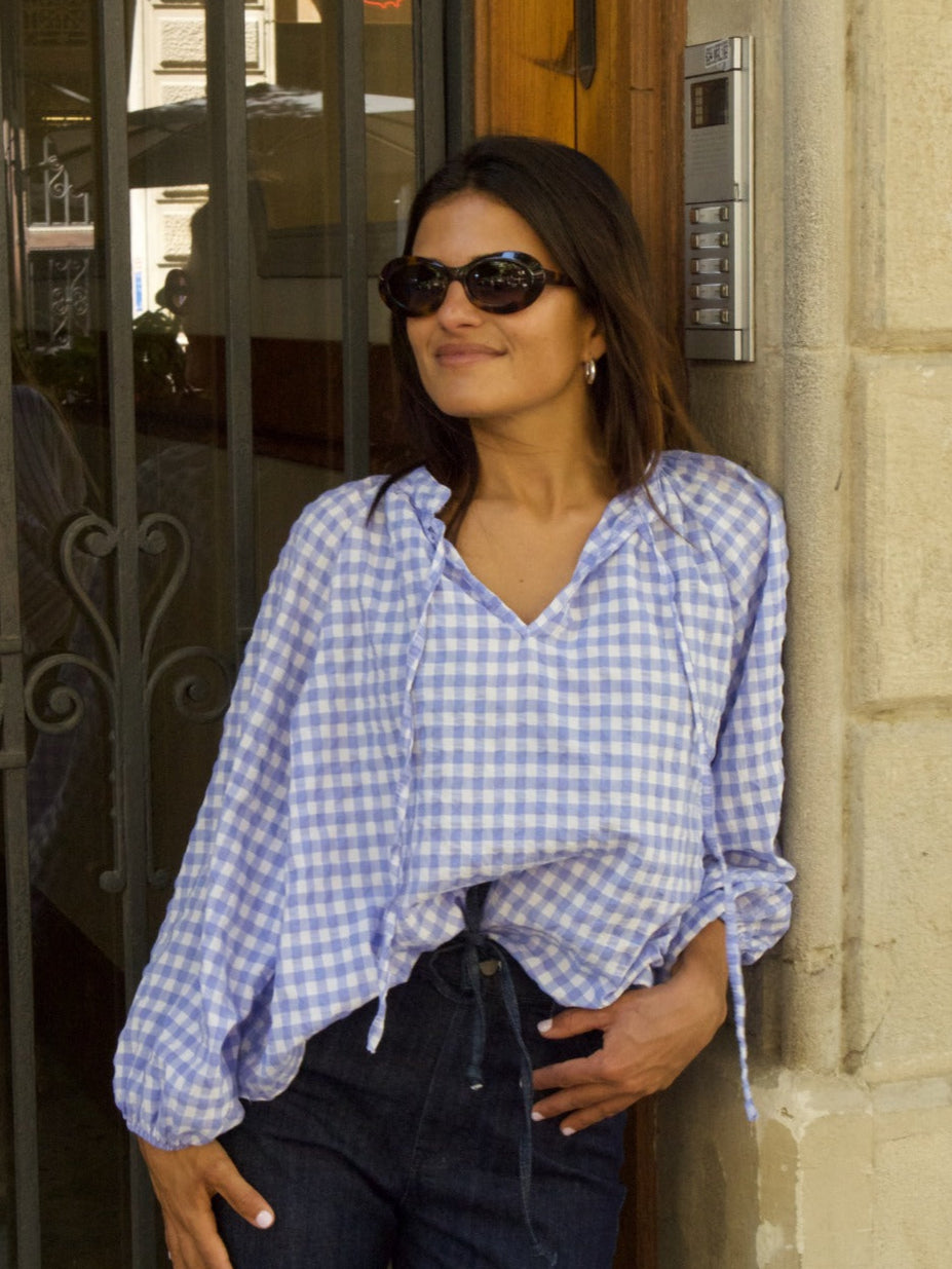 Matilde Vichy Light Blue Blouse