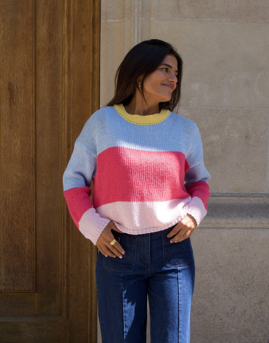 Jana Blue and Pink Sweater