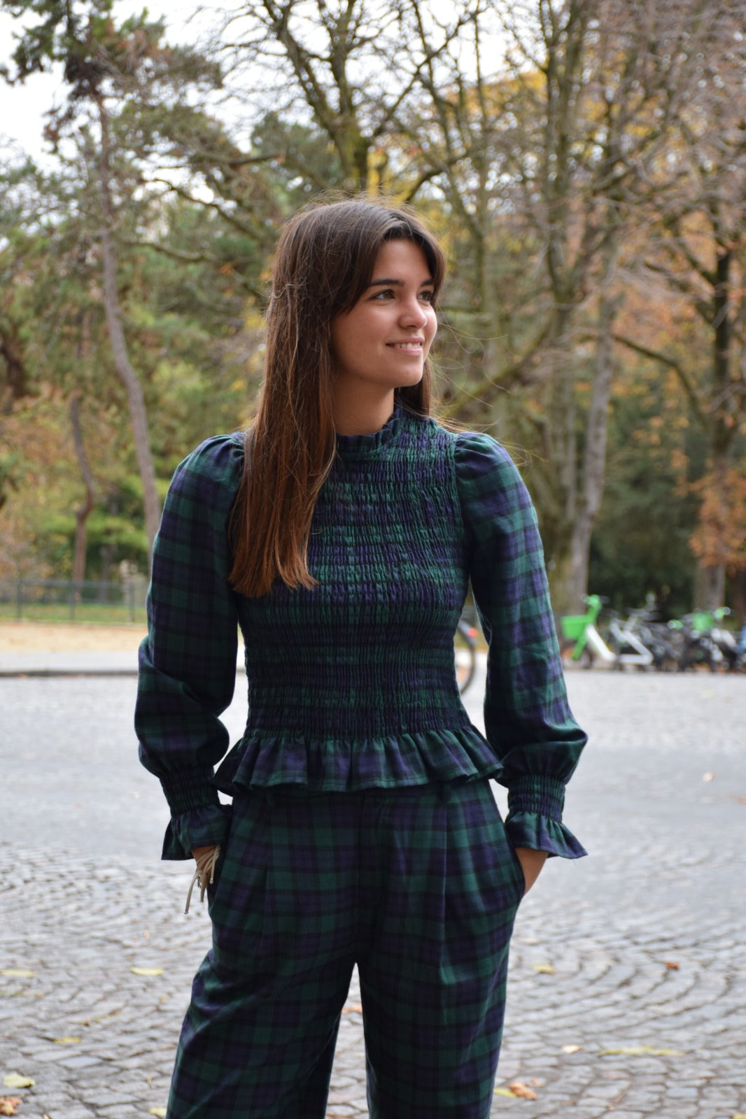 Green and Navy Chia Blouse