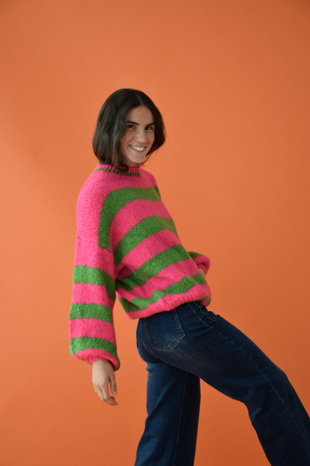 Aura Fuchsia and Green Sweater