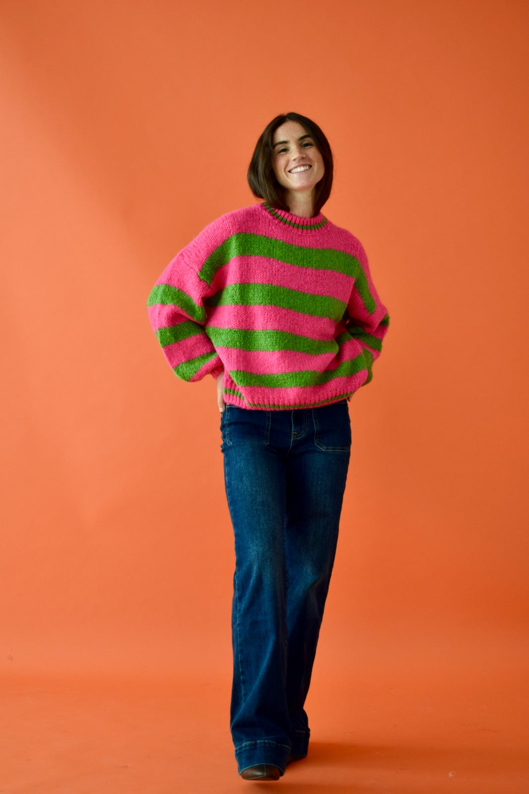 Aura Fuchsia and Green Sweater