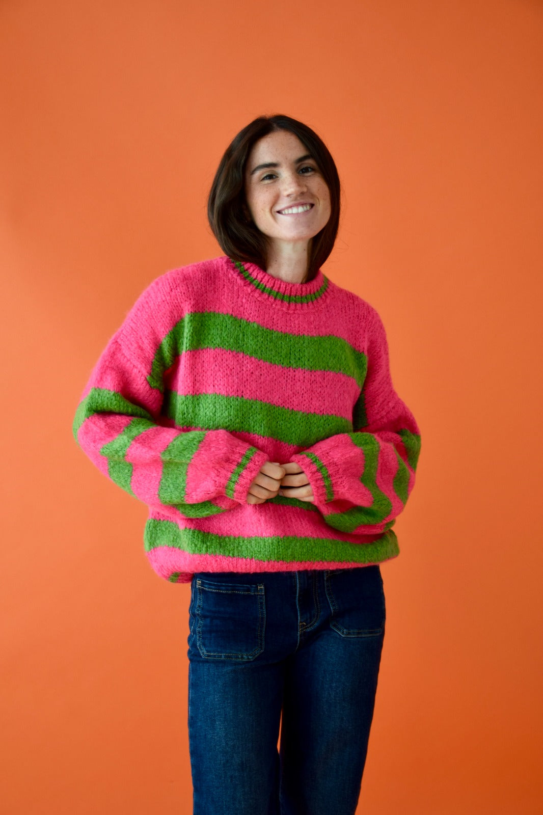 Aura Fuchsia and Green Sweater