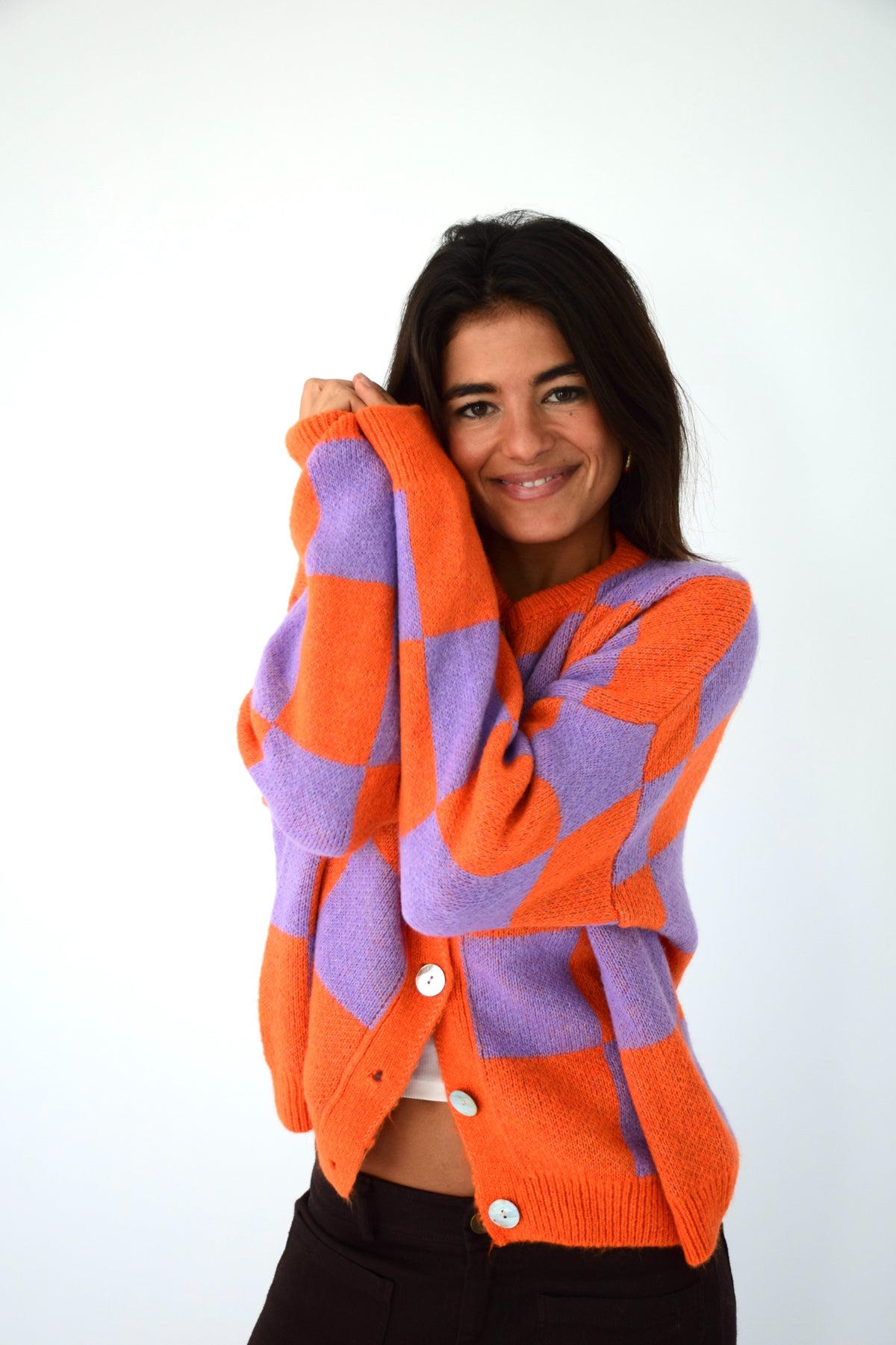 Cárdigan Valentina Lavanda y Naranja