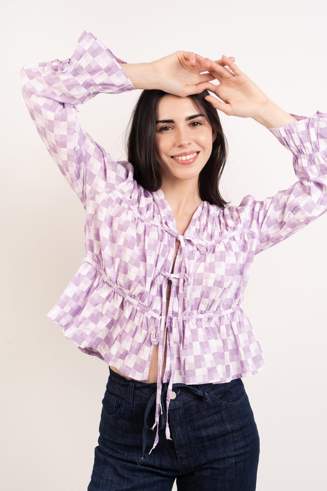 Blusa Lucía Cuadros Lavanda