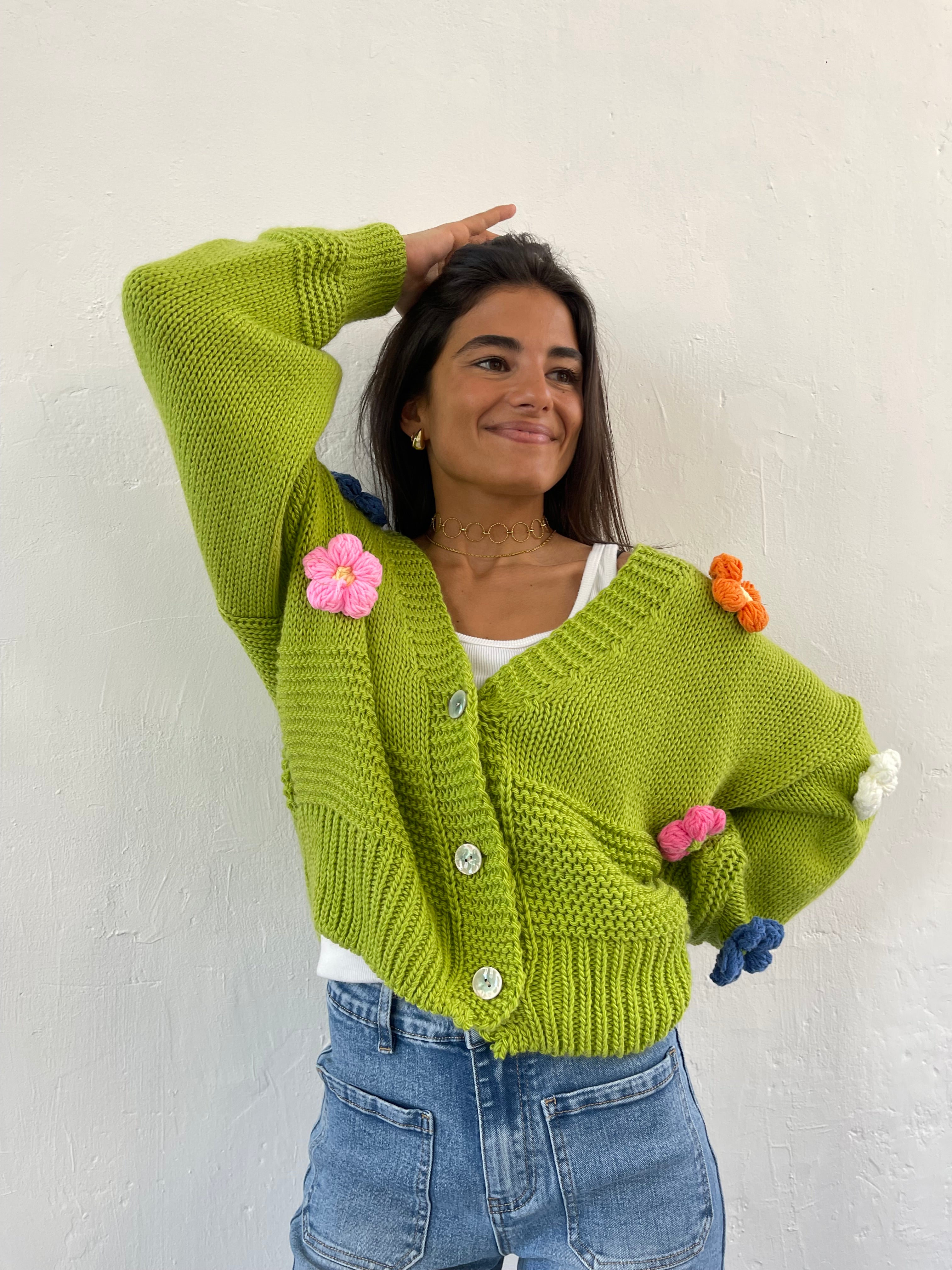 Lime Daisy Cardigan