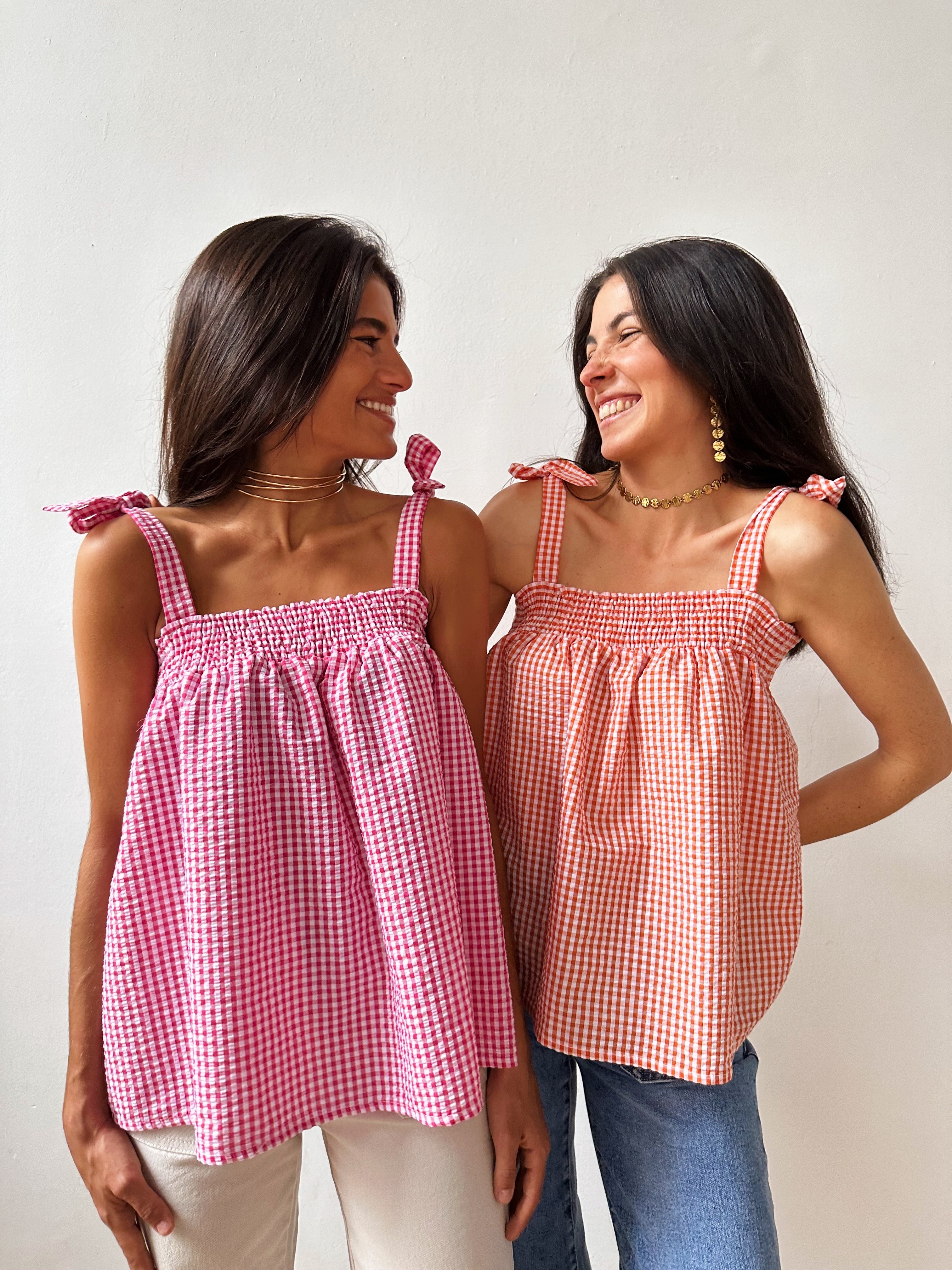 Mar Pink Gingham Top