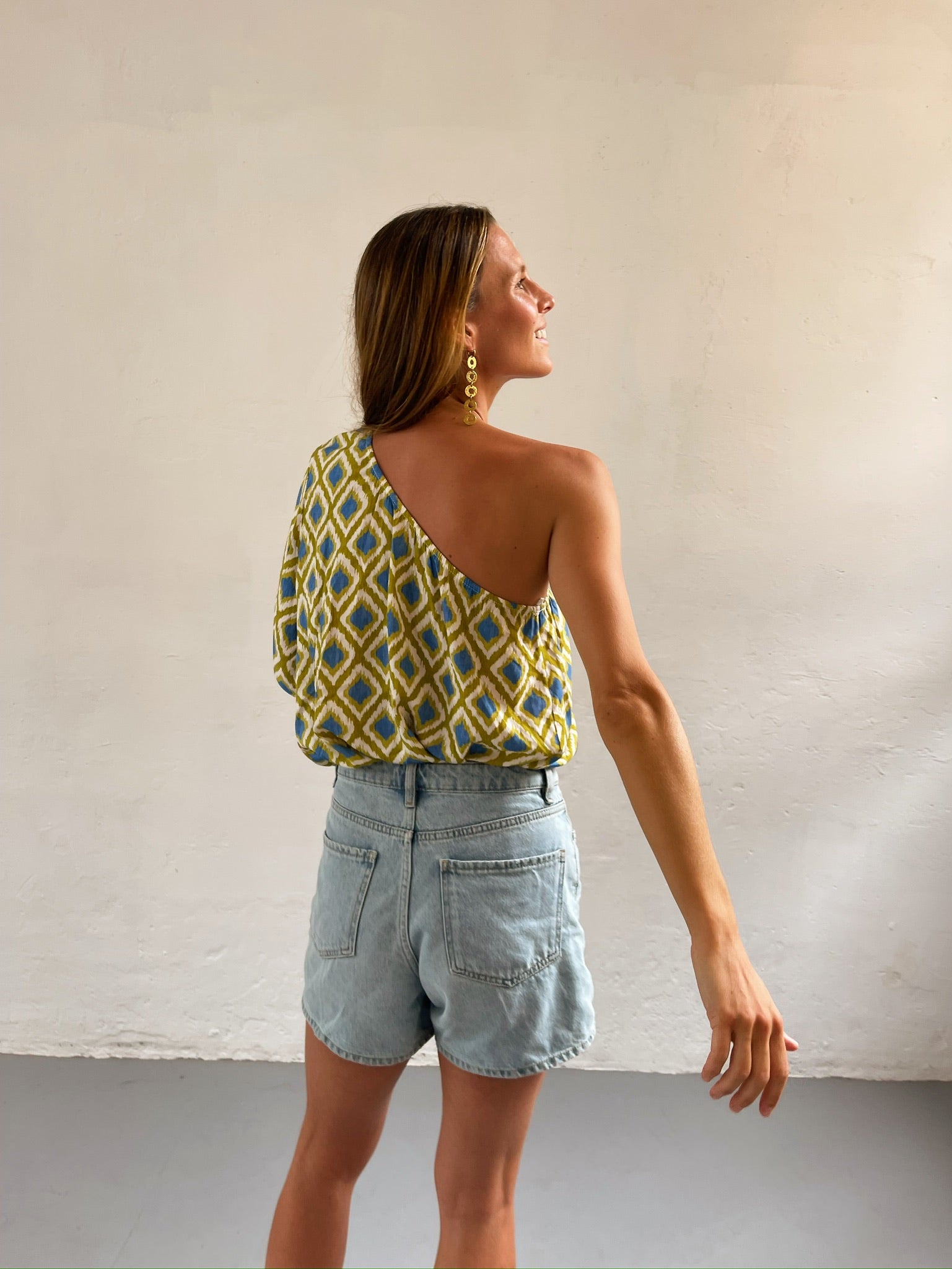 Rhombus Print Lime Top