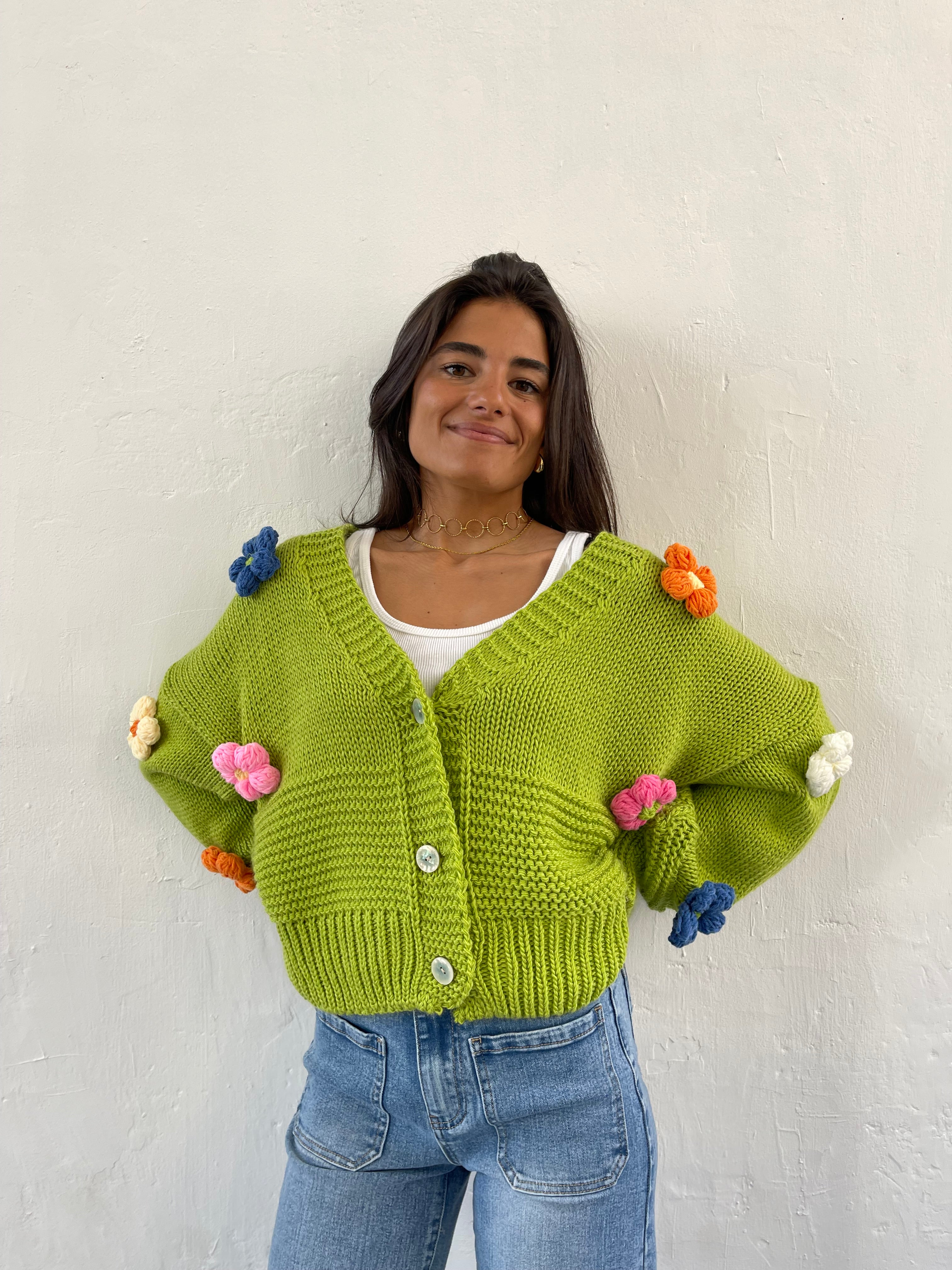 Lime Daisy Cardigan