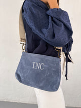 Blue Suede Shoulder Bag