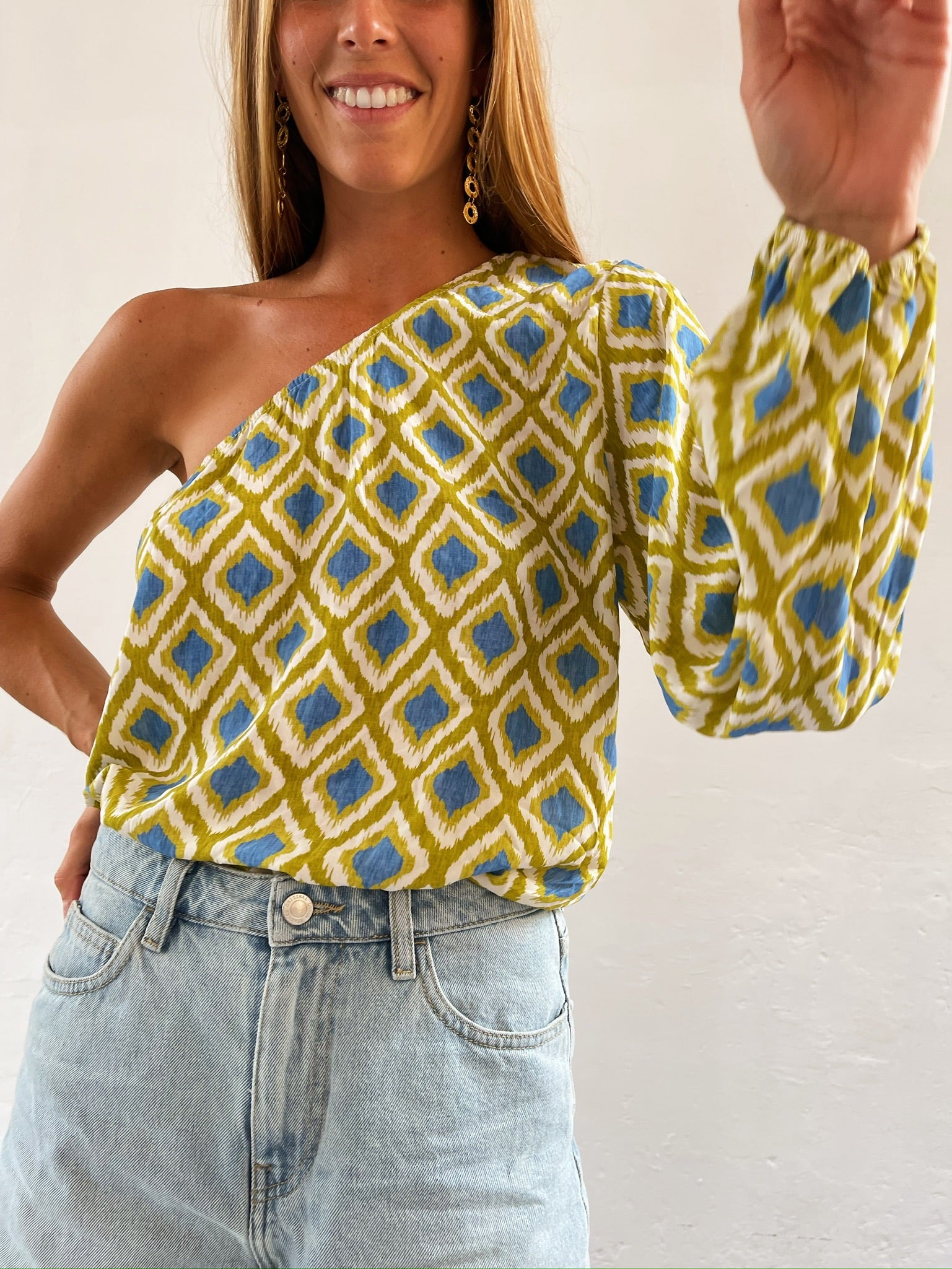 Rhombus Print Lime Top