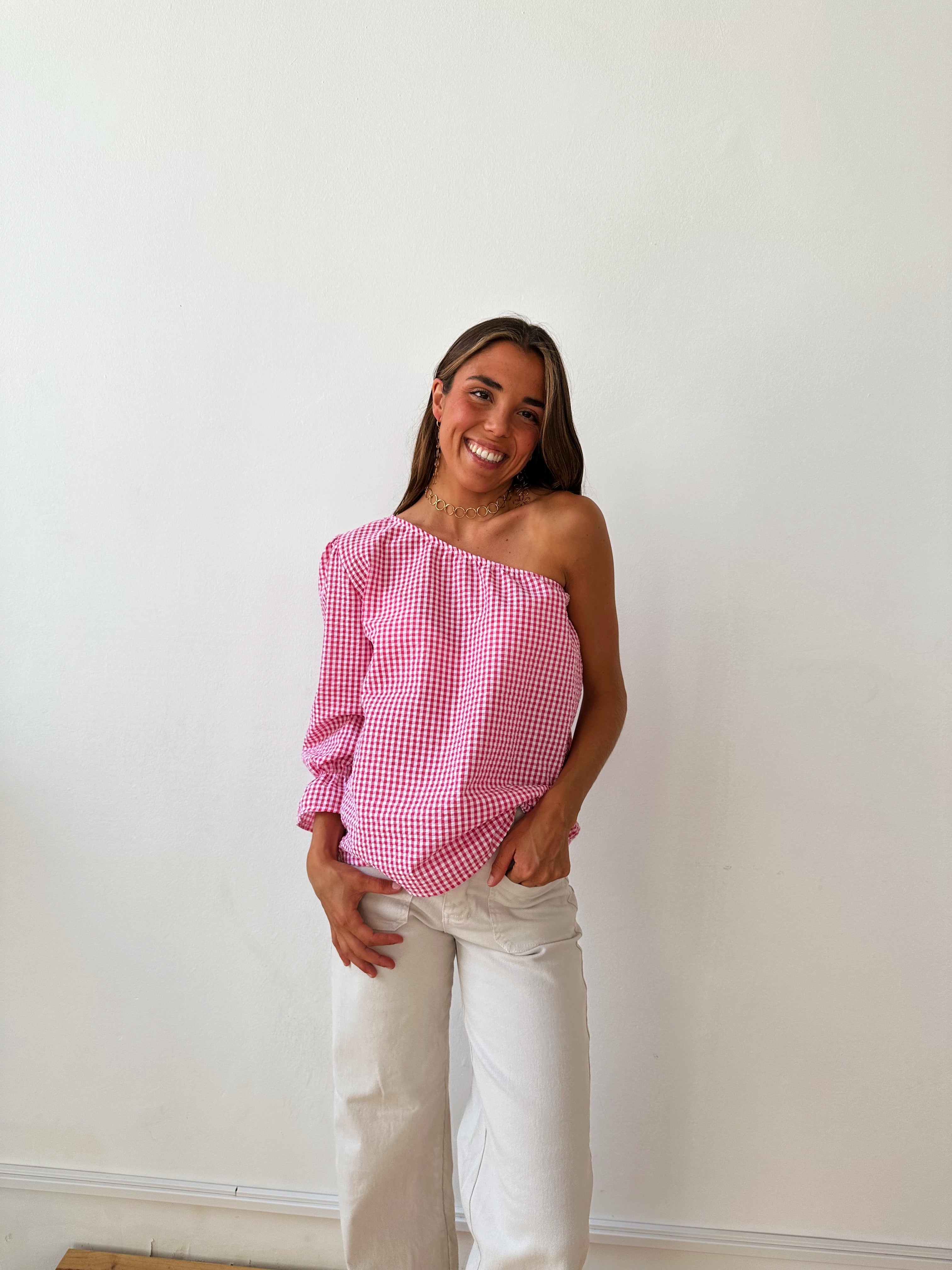 Inés Fuchsia Gingham Top