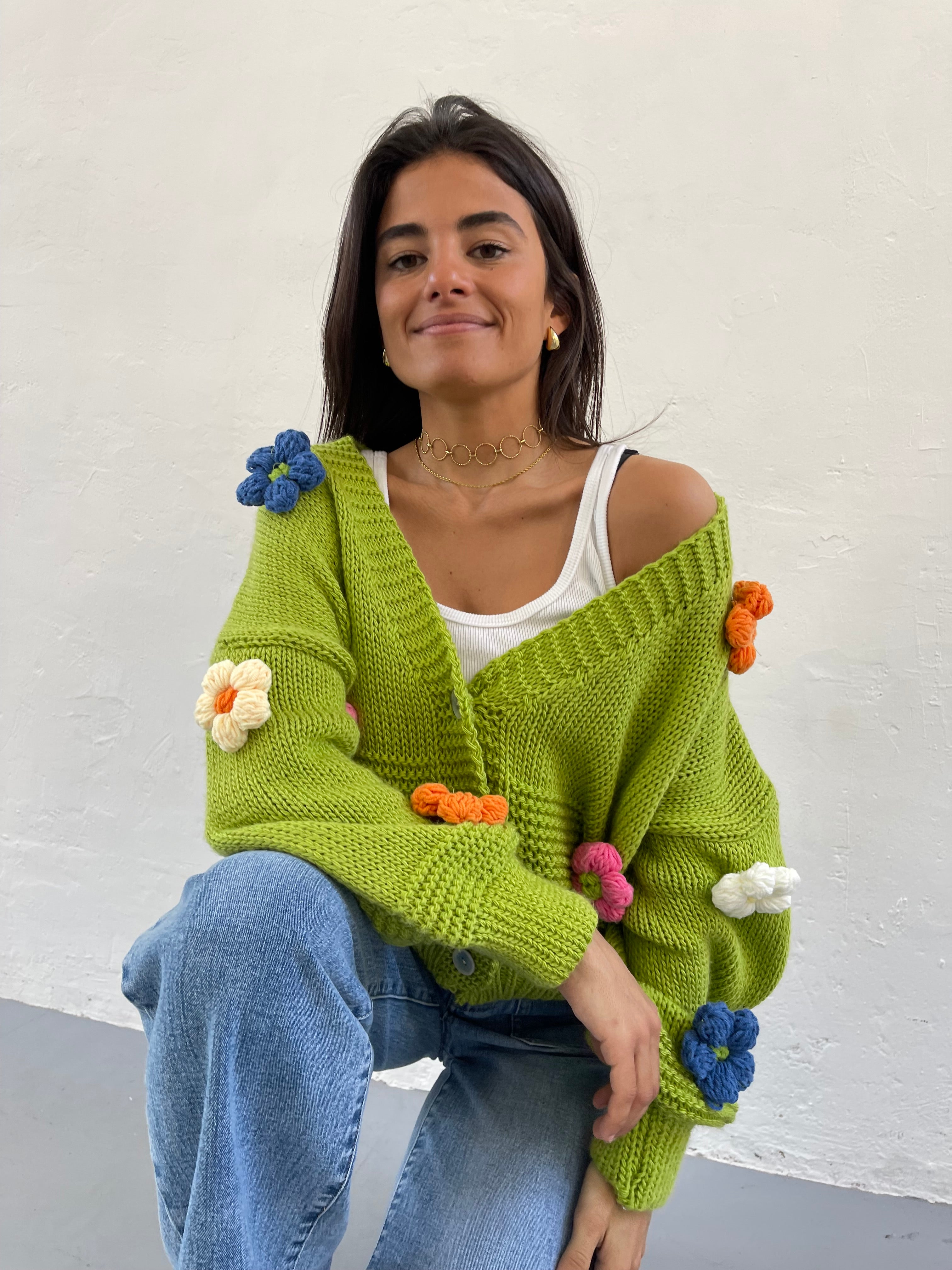 Lime Daisy Cardigan