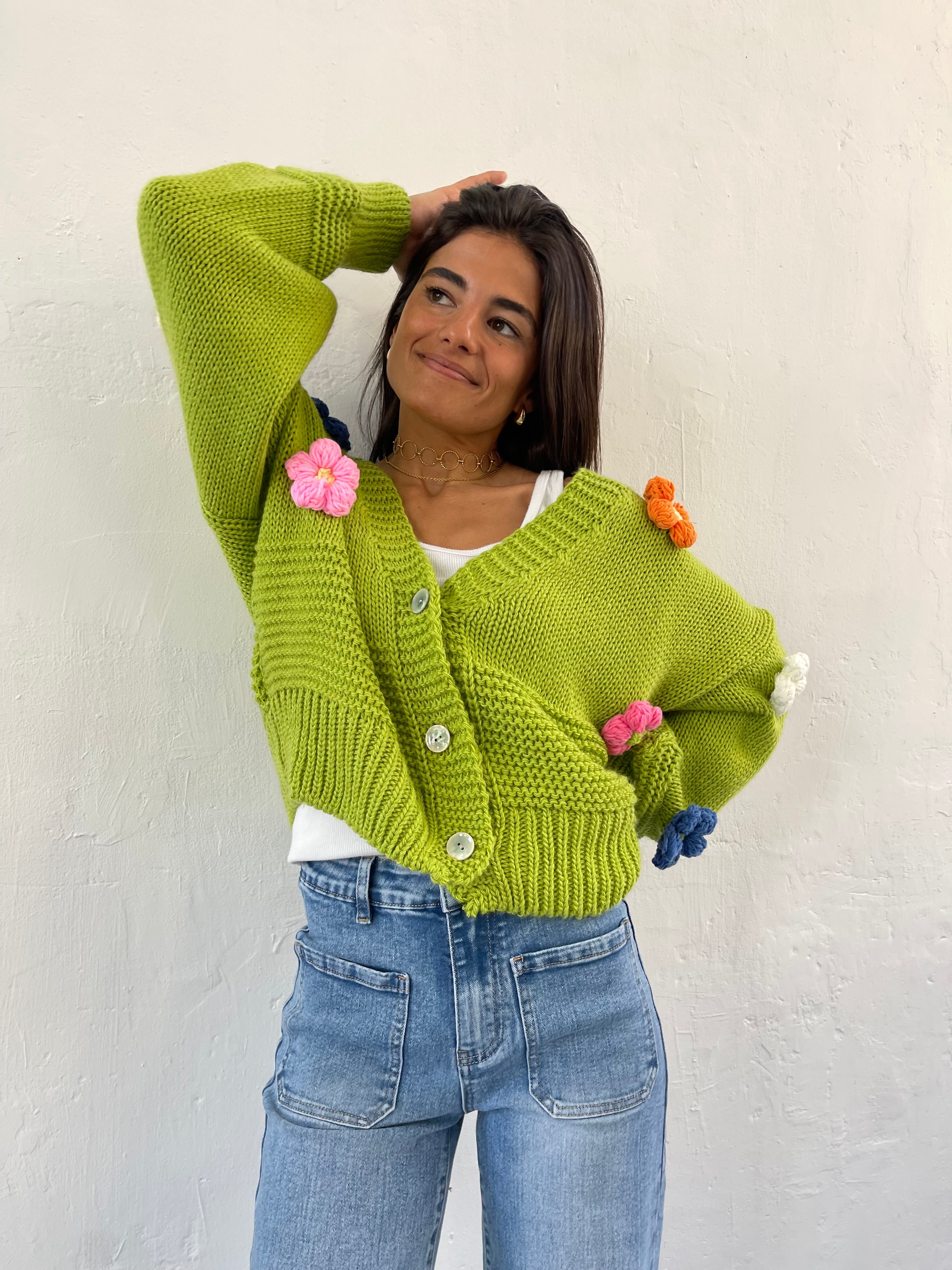 Lime Daisy Cardigan