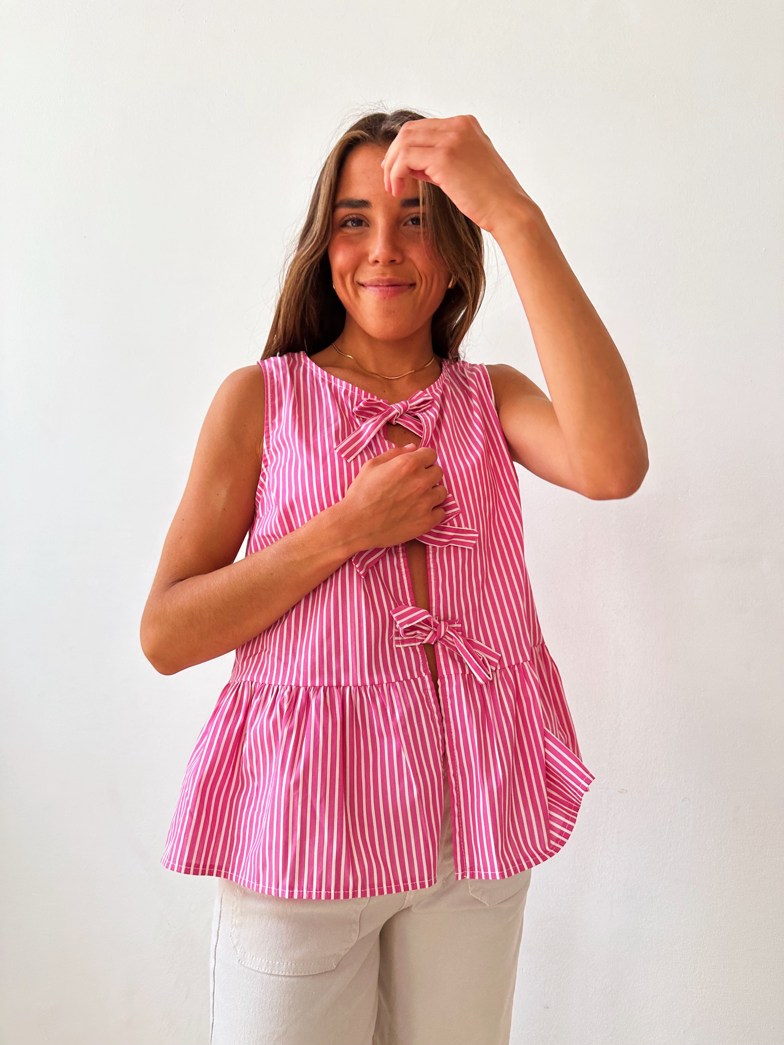 Ona Fuchsia Striped Blouse