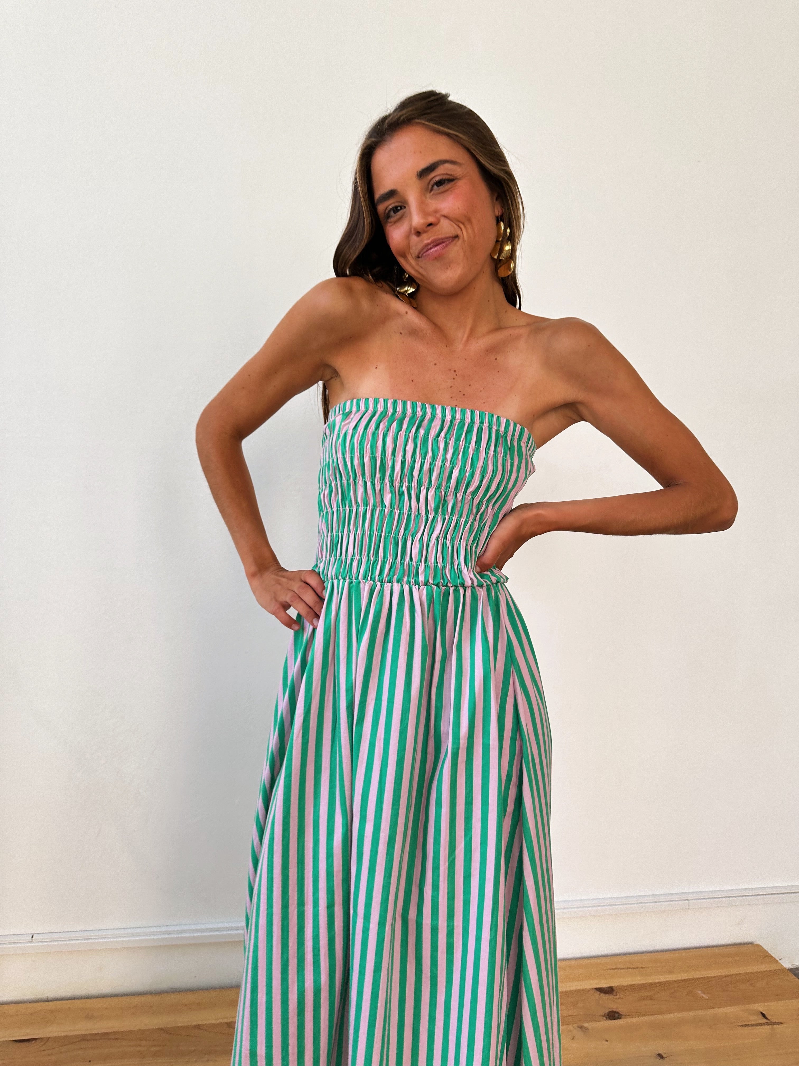 Emily Green Striped Dress