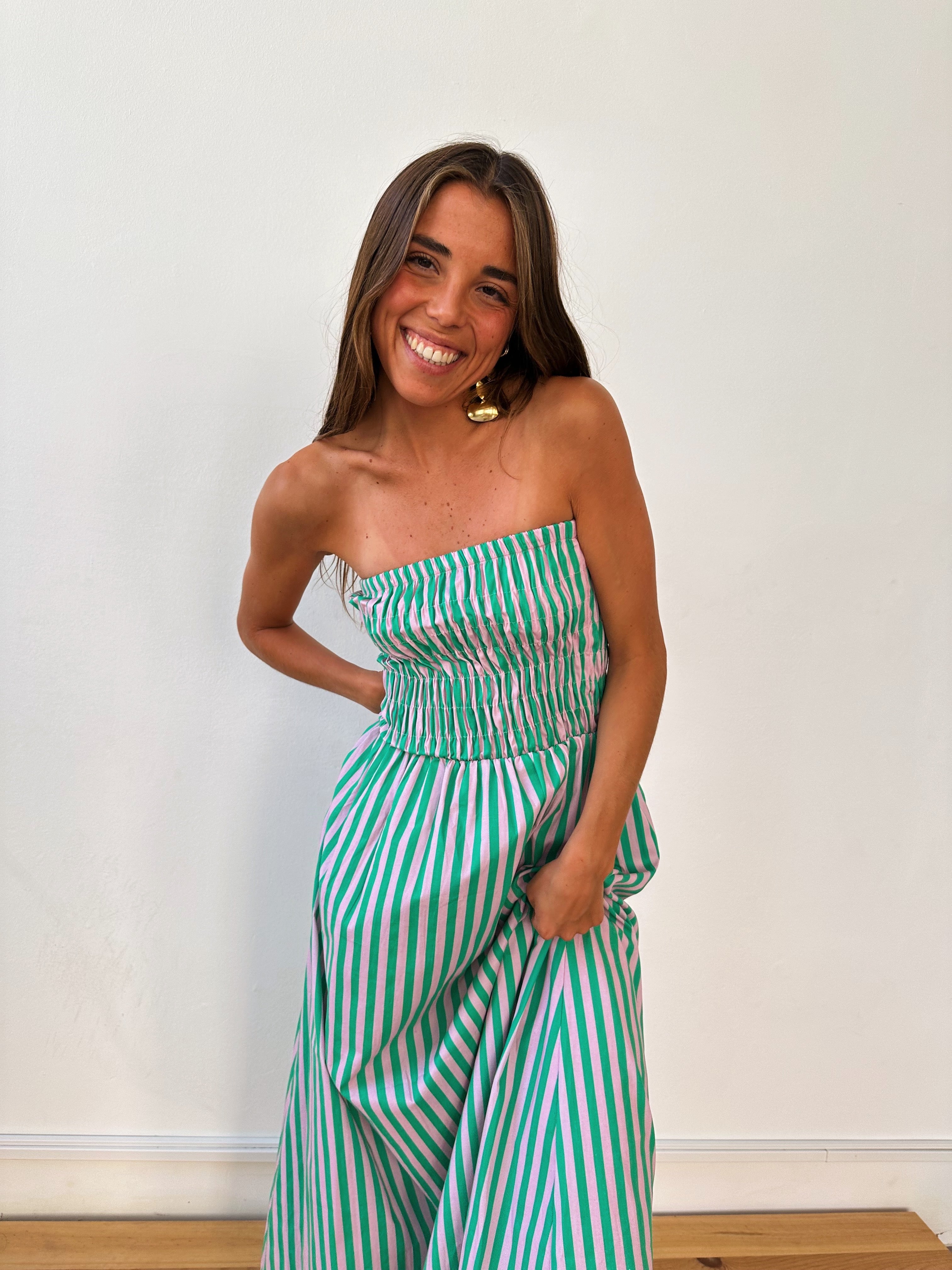 Emily Green Striped Dress