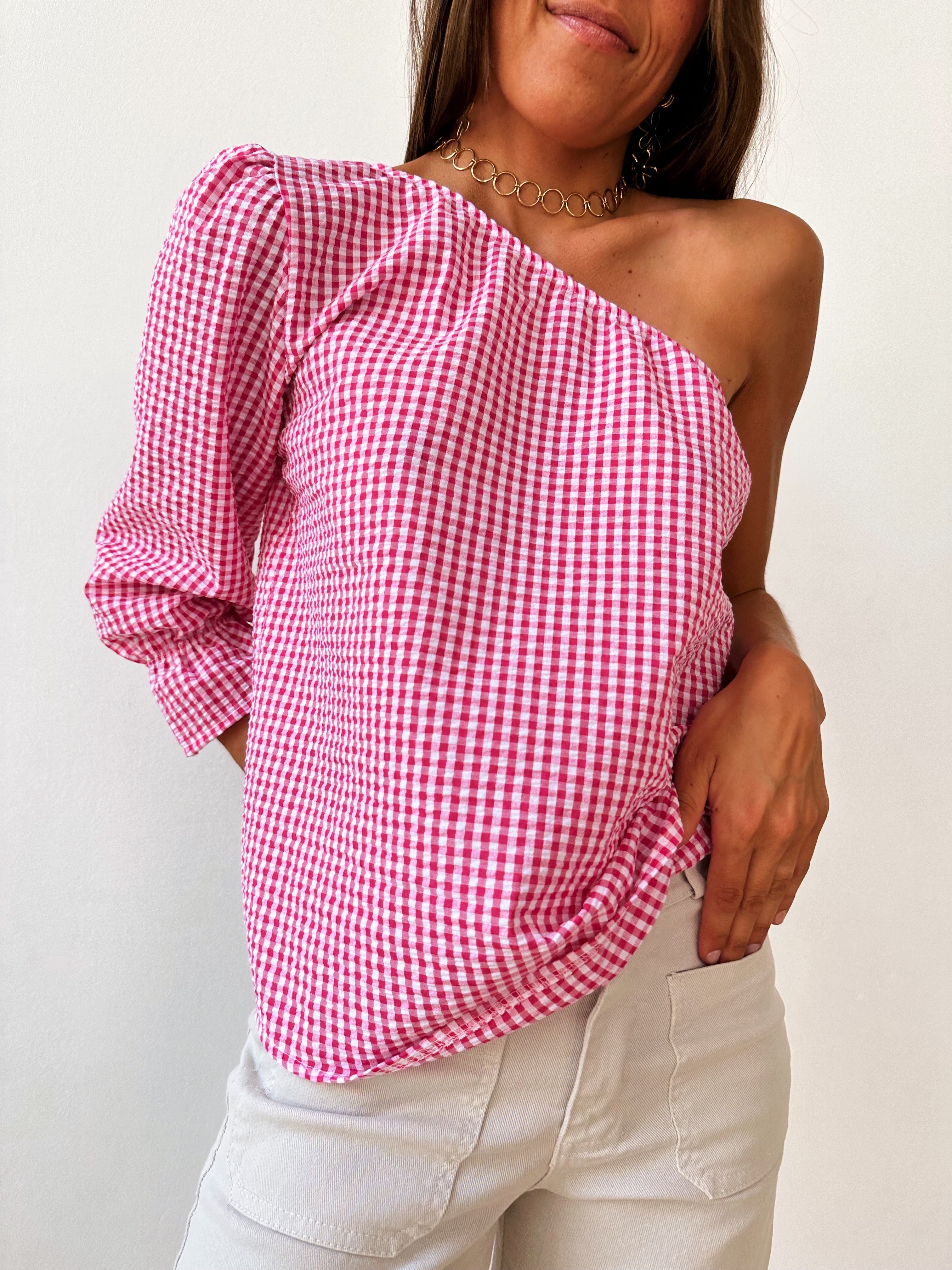 Inés Fuchsia Gingham Top